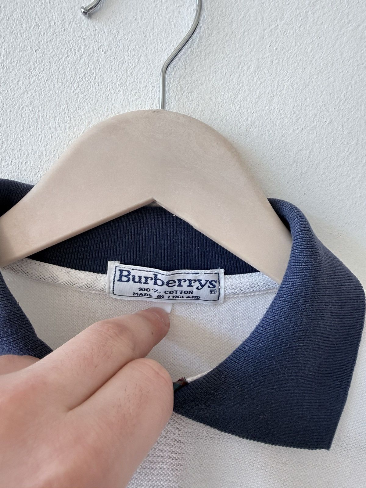 Burberry Burberrys Vintage White Polo Shirt 90s Size US L / EU 52-54 / 3 - 9 Thumbnail