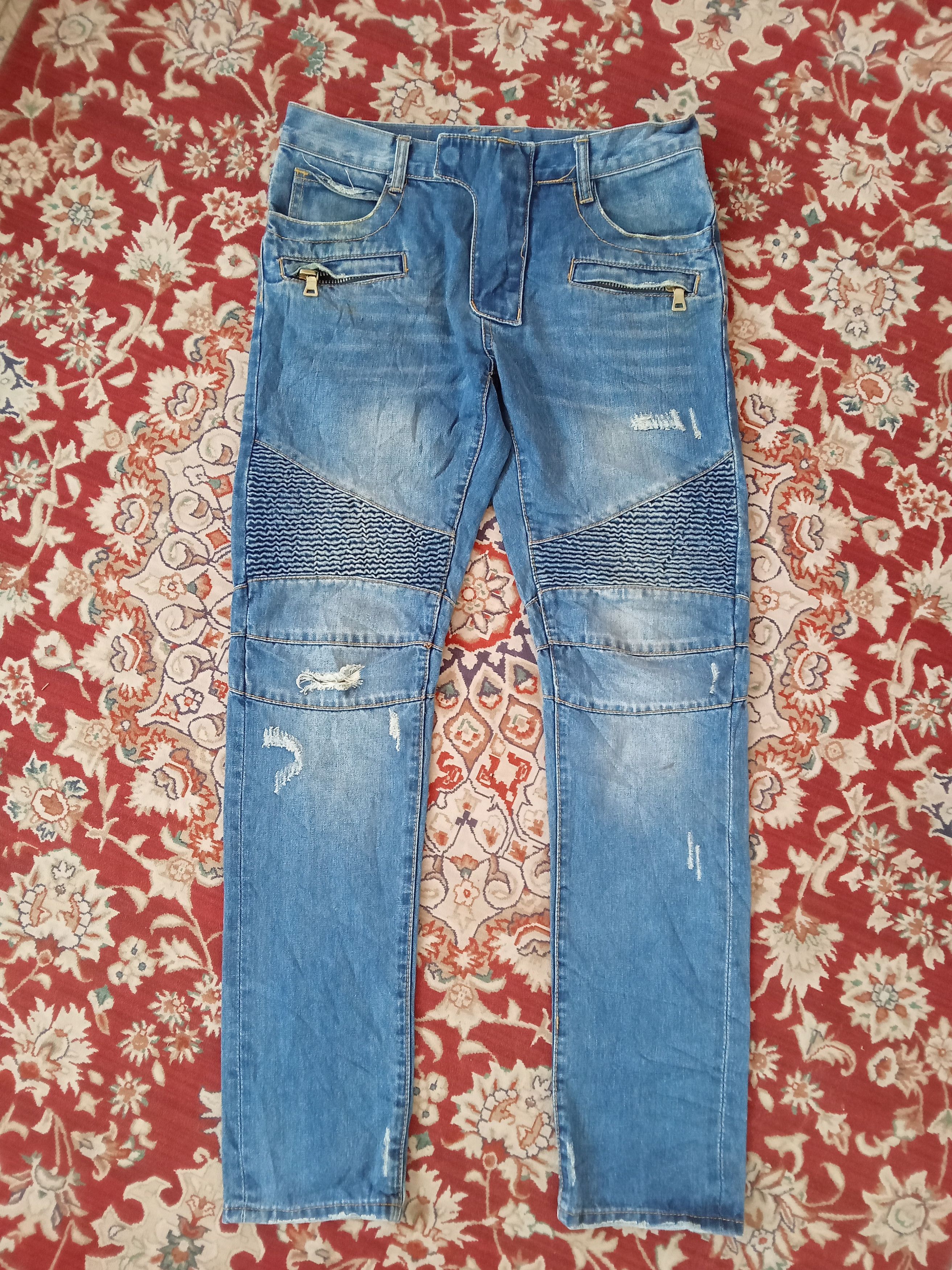 Balmain Balmain Biker Distressed Jeans Size US 31 - 1 Thumbnail
