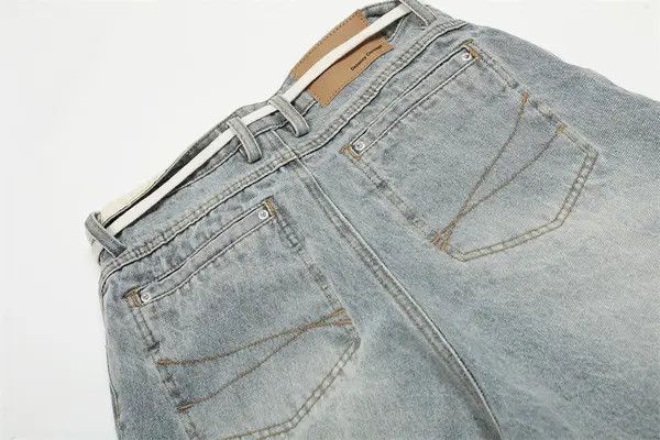 Japanese Brand American retro washed distressed simple loose lace-up jeans Size US 32 / EU 48 - 5 Thumbnail