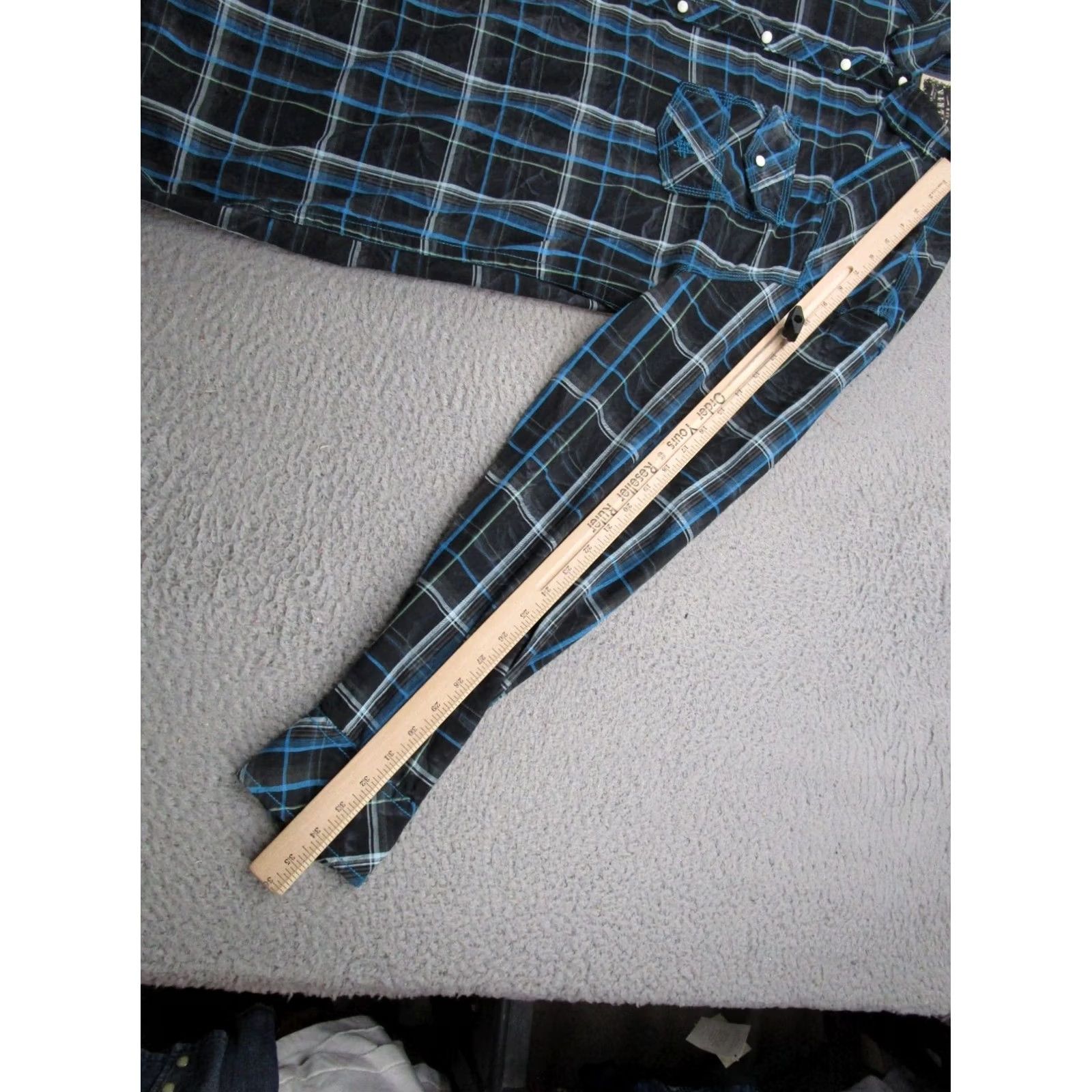 Vintage BKE Men’s Western Athletic Fit Long Sleeve Blue Plaid Pearl Snap Shirt Size 2XL Size US XXL / EU 58 / 5 - 7 Thumbnail