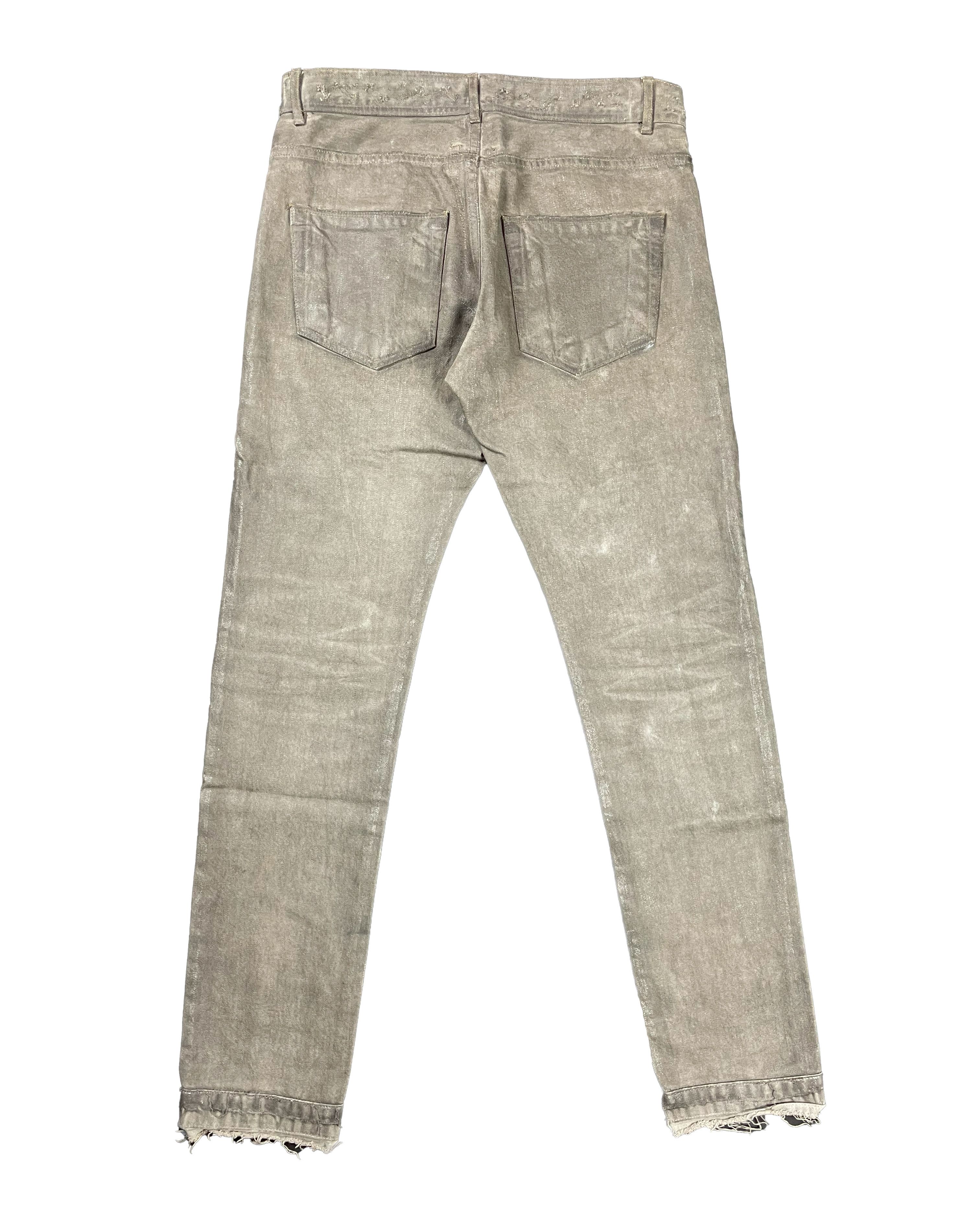 Rick Owens FW10 "GLEAM" SILVER MUD WASH WAXED DETROIT CUT JEANS Size US 30 / EU 46 - 3 Thumbnail