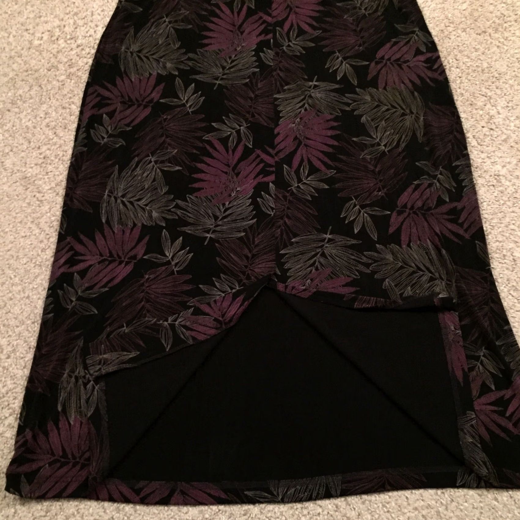 Vintage Linden Hill Skirt Maxi Long Unlined Pull On 1X Black Purple Floral Women Plus Skirt Womens Size 40" / US 18 - 7 Thumbnail