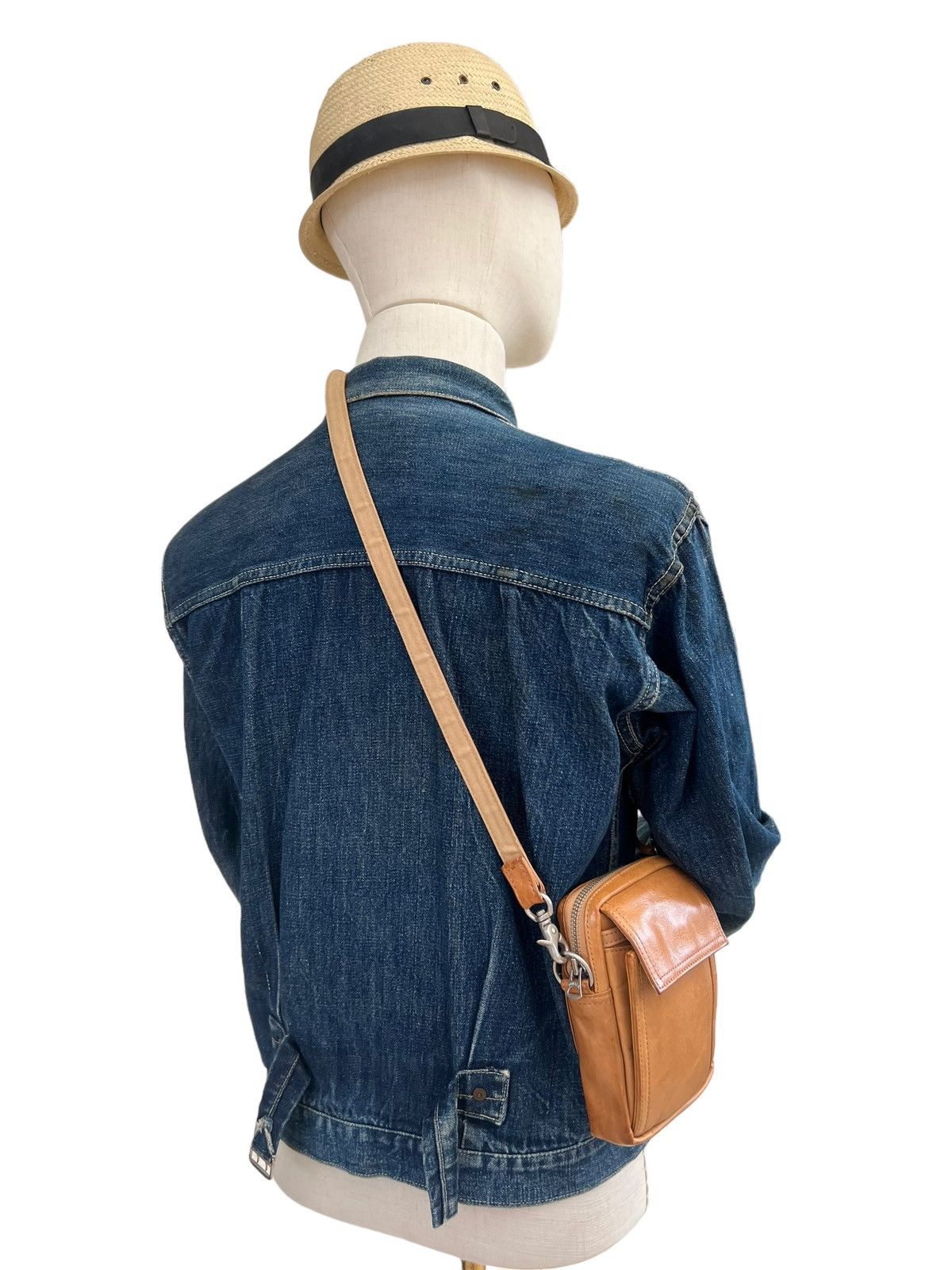 image of Vintage Porter By Yoshida Patina Leather Mini Bag, Men's