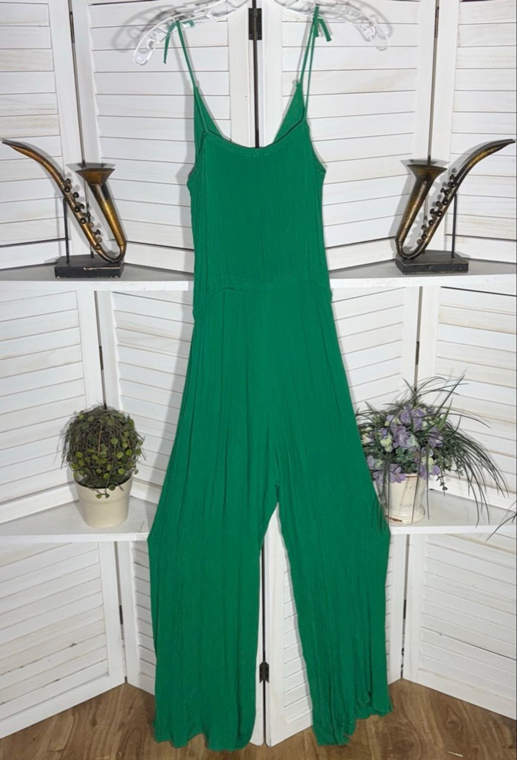 Y2K Green Boho Jumpsuit Pull On Style Wide Legs Overalls M, Women's (Size 27) — image 2 of 6