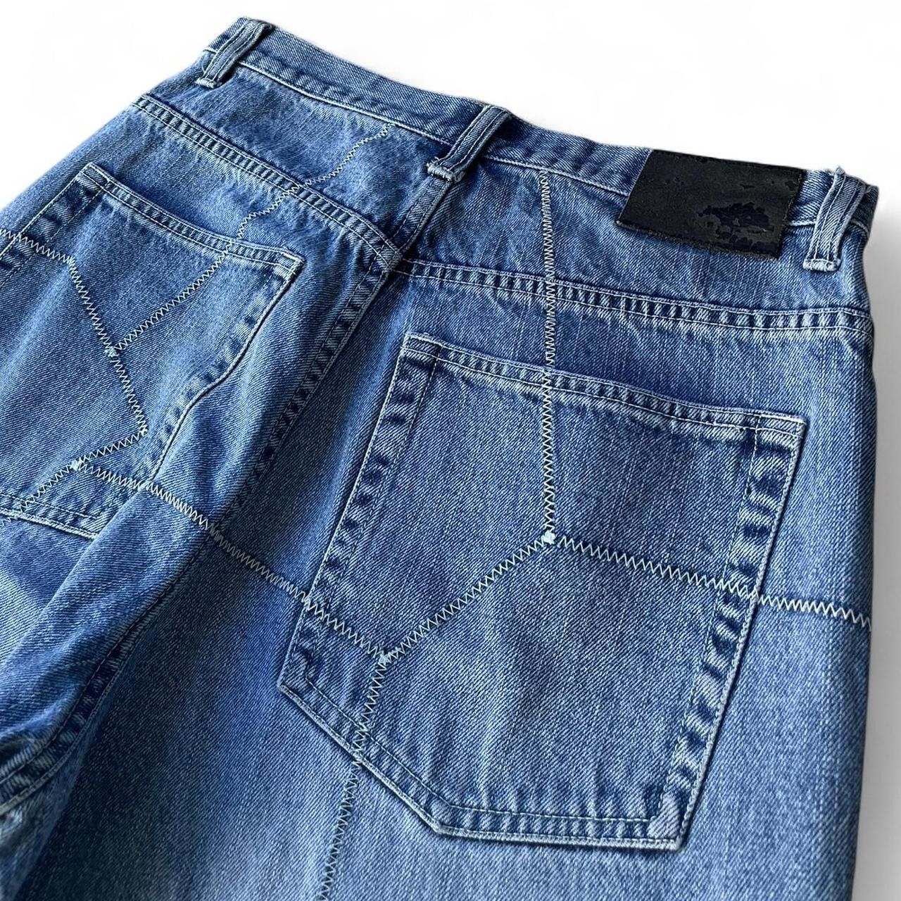 Other Vintage Koman Baggy Patchwork Stitch Jeans Size US 34 / EU 50 - 4 Thumbnail