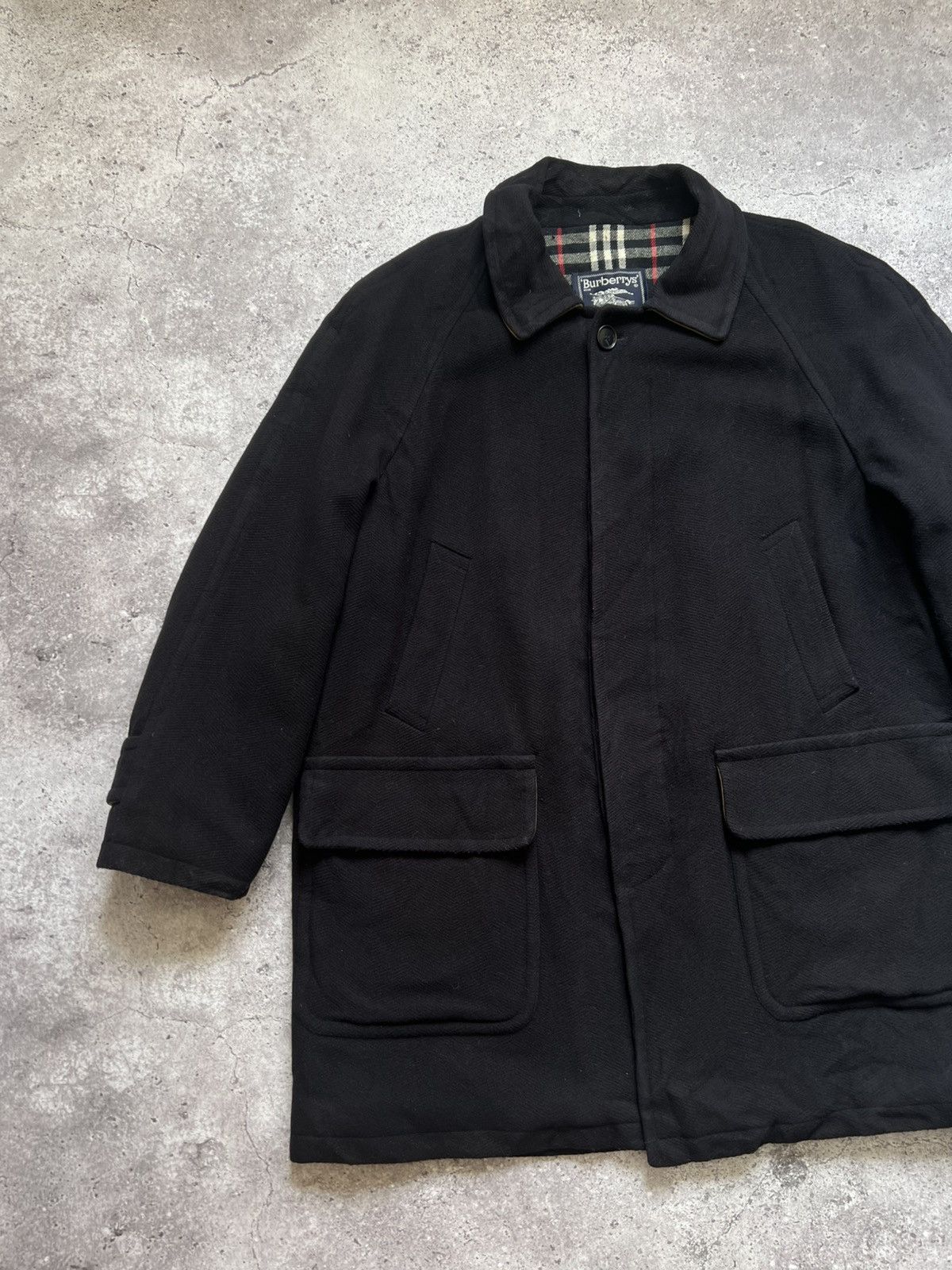 Burberry Vintage Burberry Wool Coat Jacket Navy Blue Men's Size US L / EU 52-54 / 3 - 2 Thumbnail