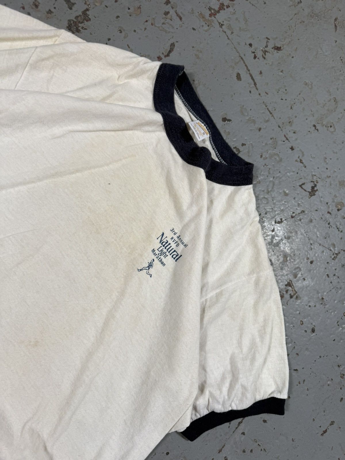 Vintage Vintage Single Stitch Natty Light Marathon Ringer Tee Size US XL / EU 56 / 4 - 6 Thumbnail
