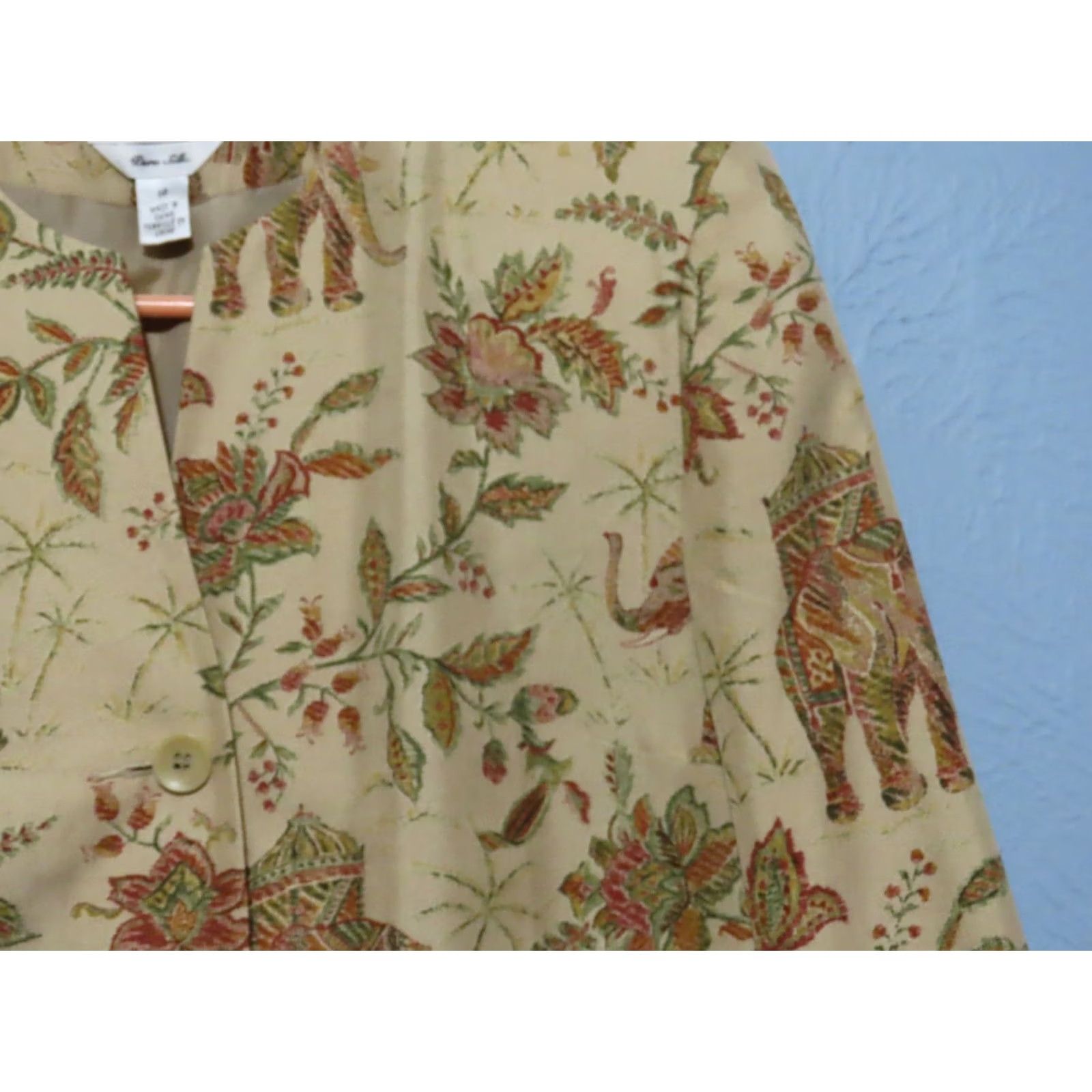Talbots Talbots Blazer Dress Jacket Women 10 Silk Brown Elephant Floral Long Sleeve Button Lined SMALL? Size L / US 10 / IT 46 - 5 Thumbnail