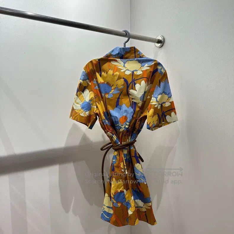 Fendi Fendi Floral Oil Painting Slogan Tie Front Shirt Dress Size S / US 4 / IT 40 - 2 Thumbnail