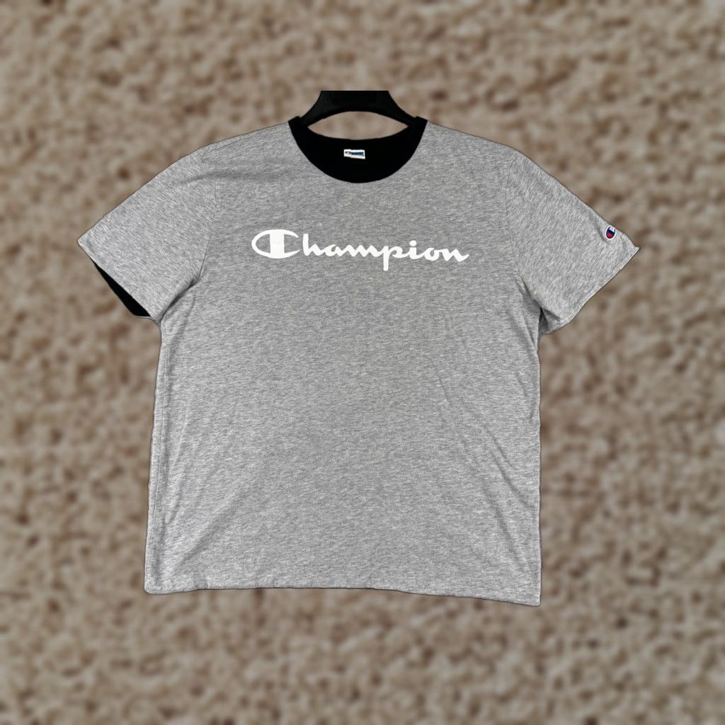 Champion Champion Shirt Mens Large Gray Black Spellout Logo Short Sleeve Crew Neck Sport Size US L / EU 52-54 / 3 - 1 Thumbnail
