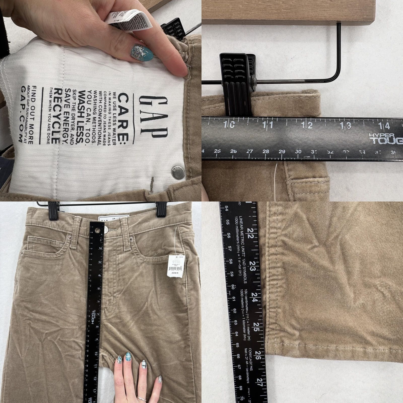 Gap VINTAGE Gap Pants Womens 00 Slim High Rise Beige Flannel Tapered Pocketed Stretch Size 24" / US 00 / IT 34 - 8 Thumbnail
