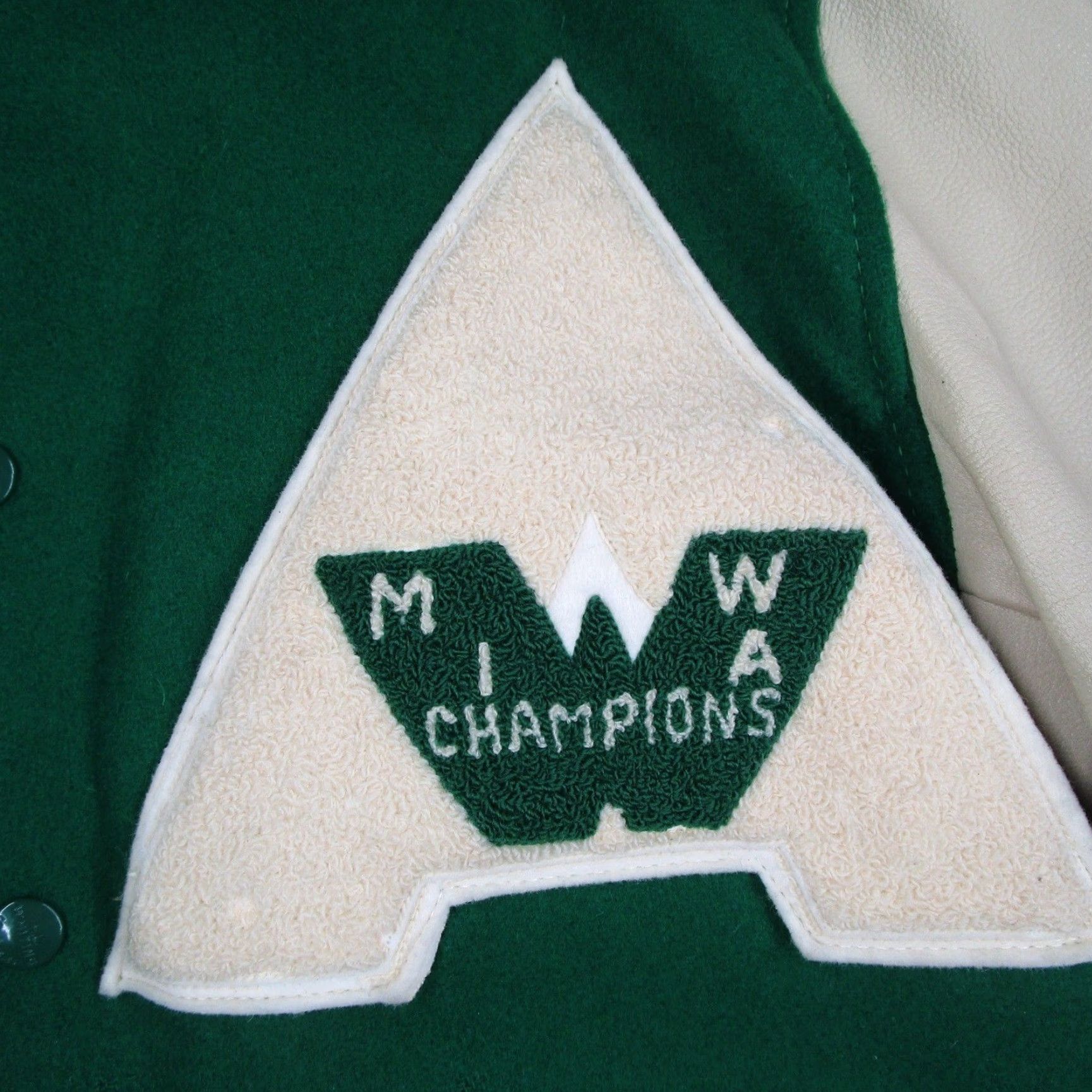 Vintage VINTAGE Whiting Los Angeles Varsity Letterman Jacket Green Wool Leather Mens 42 L Size US L / EU 52-54 / 3 - 4 Thumbnail