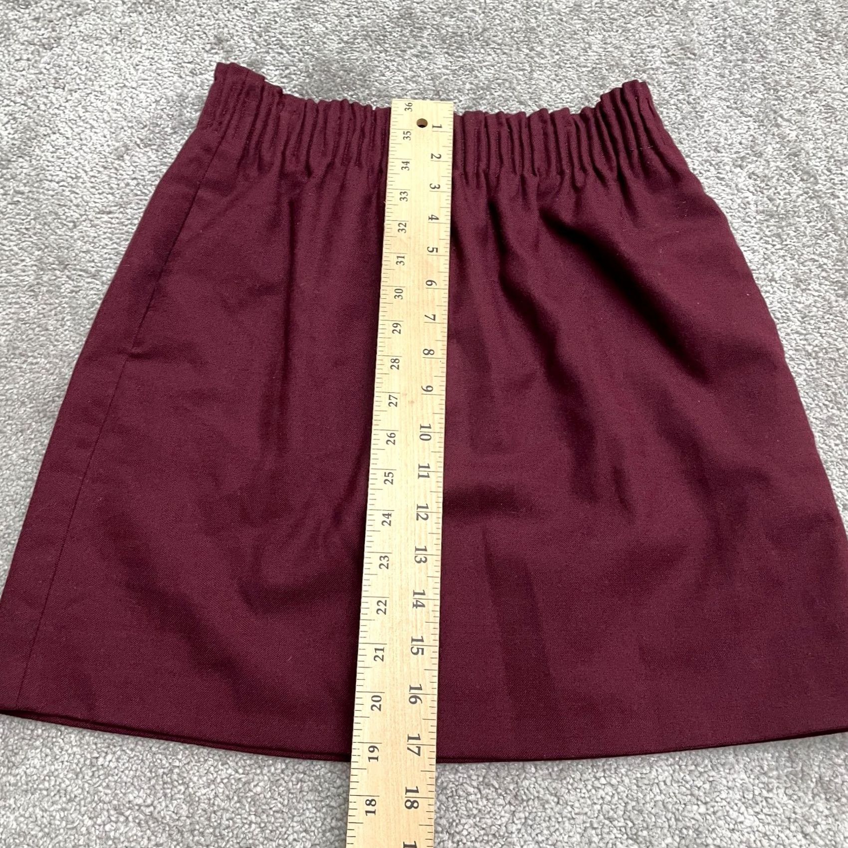 J.Crew J.Crew Wool Blend Pleated Pencil Skirt Womens 00 Maroon Red Elastic Lined Knee Length Solid Wool Blend Pattern Vintage: No Size 24" / US 00 / IT 34 - 6 Thumbnail