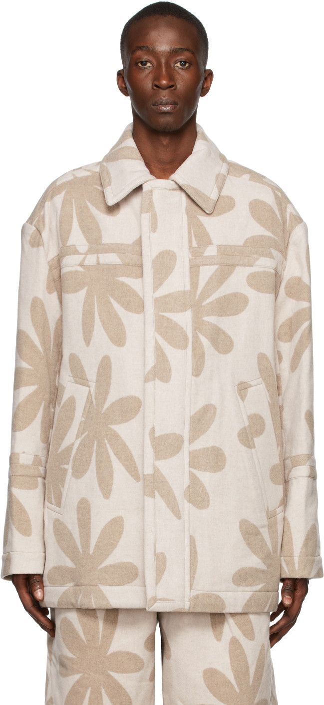 image of Jacquemus Taupe La Montagne 'le Manteau Montagne' Coat in Beige/Floral, Men's (Size Medium)