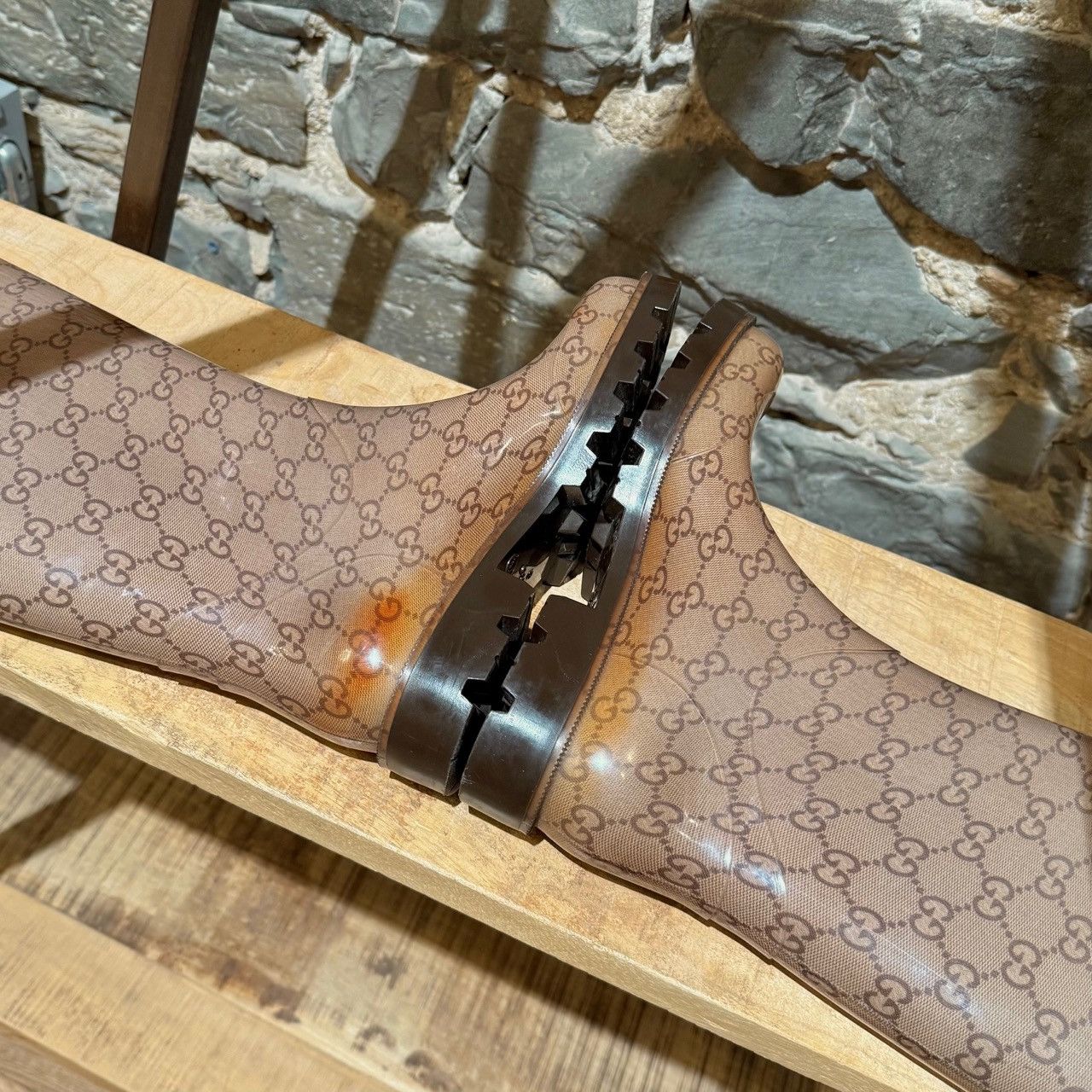 Gucci Gucci GG Monogram Rubber Rain Boots Size US 7 / IT 37 - 10 Thumbnail