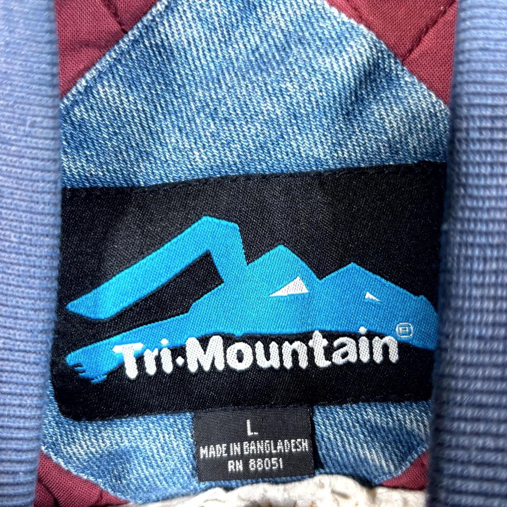 Vintage Tri-Mountain Mens L Varsity Jacket Blue Pink 100% Cotton Button Front Streetwear Jacket Size US L / EU 52-54 / 3 - 2 Thumbnail