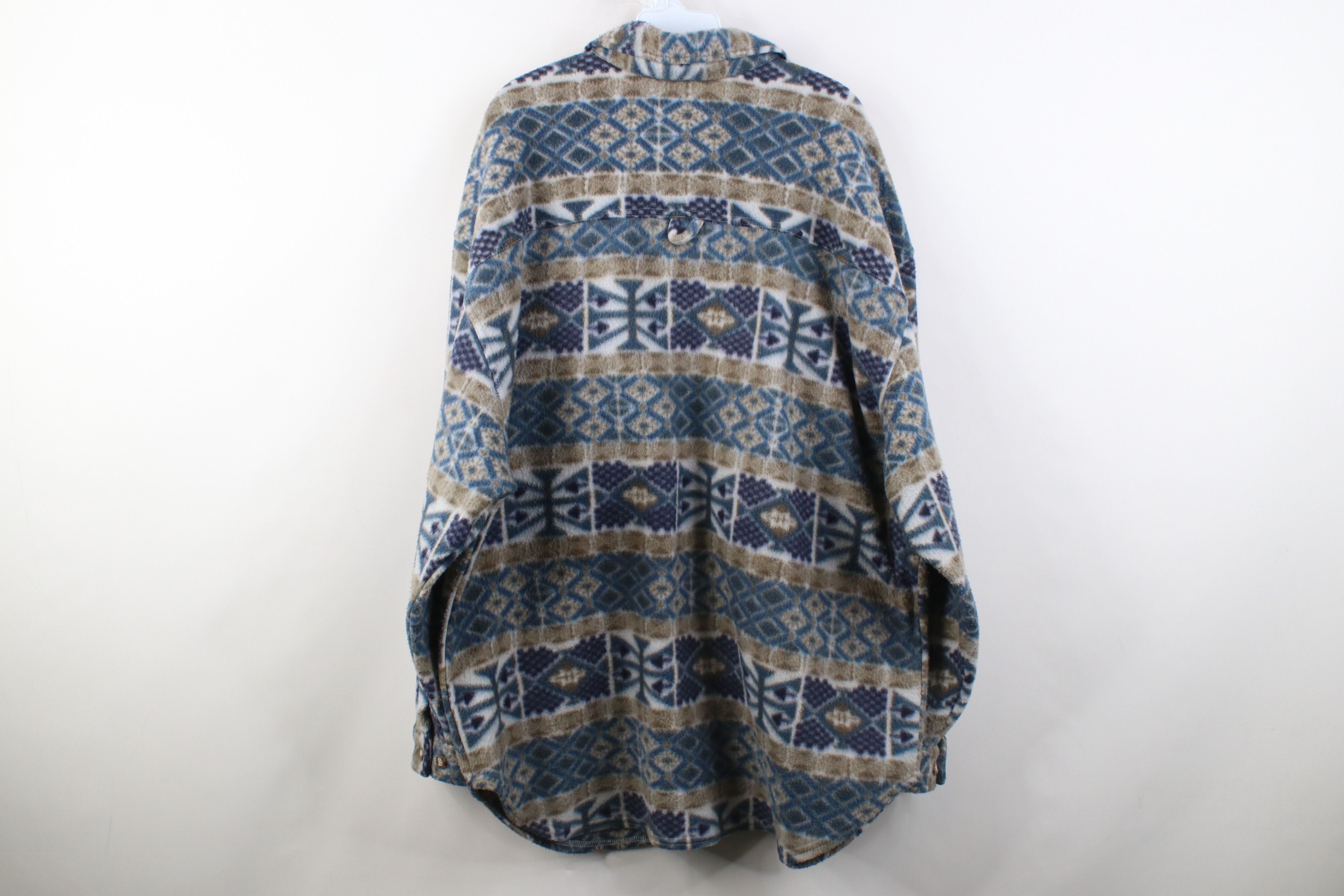 Vintage Vintage 90s Streetwear Fair Isle Fleece Button Shirt Jacket Size US XL / EU 56 / 4 - 10 Thumbnail