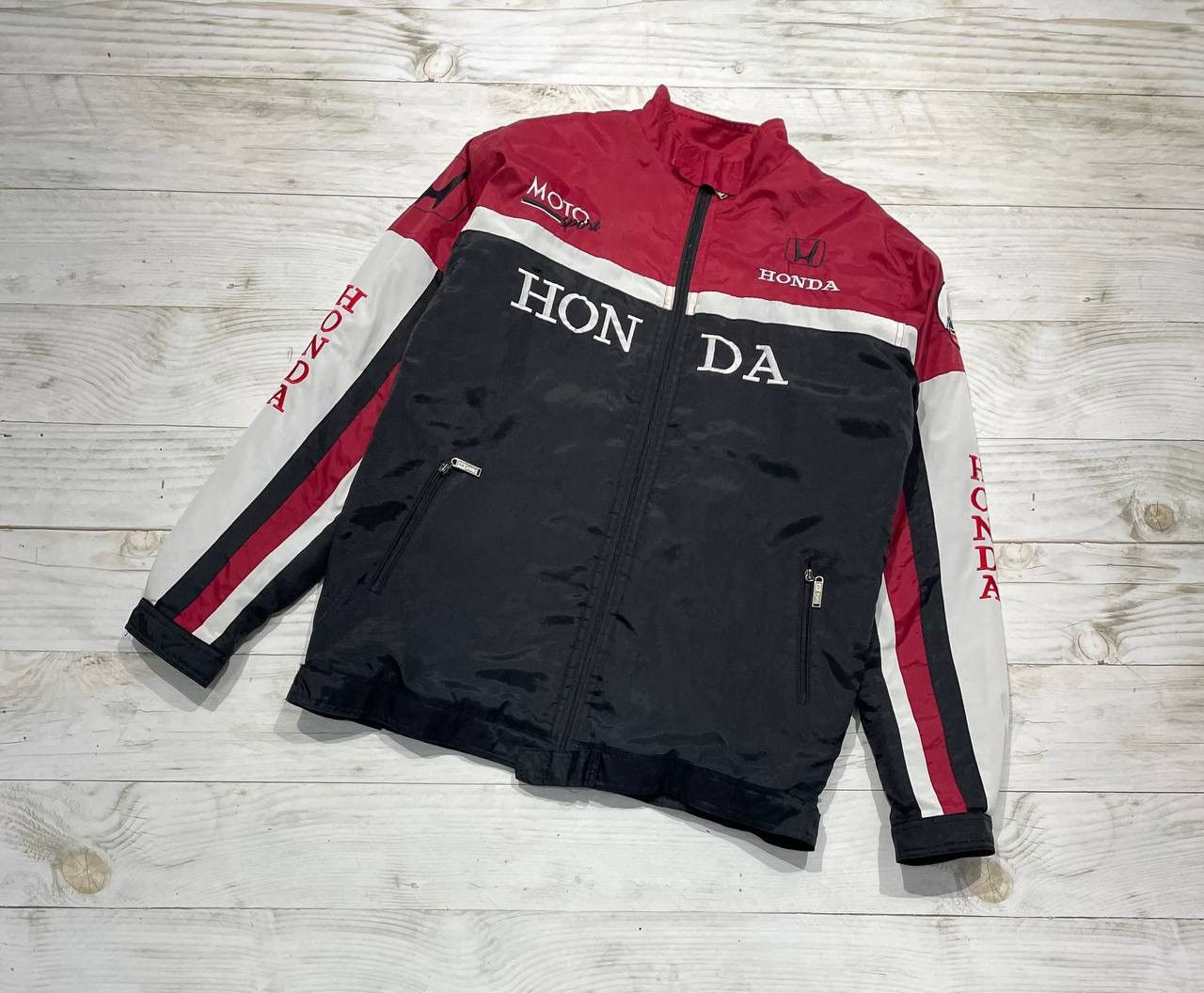 Image of Vintage Honda Racing Moto 90's Grand Prix Y2K Jacket in Black Red, Men's (Size XL)