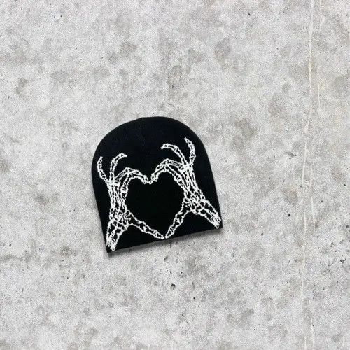 VIBE 🕷☠️ Japanese style Beanie hat Skeleton pattern y2k ⚡️ Size ONE SIZE - 1 Thumbnail