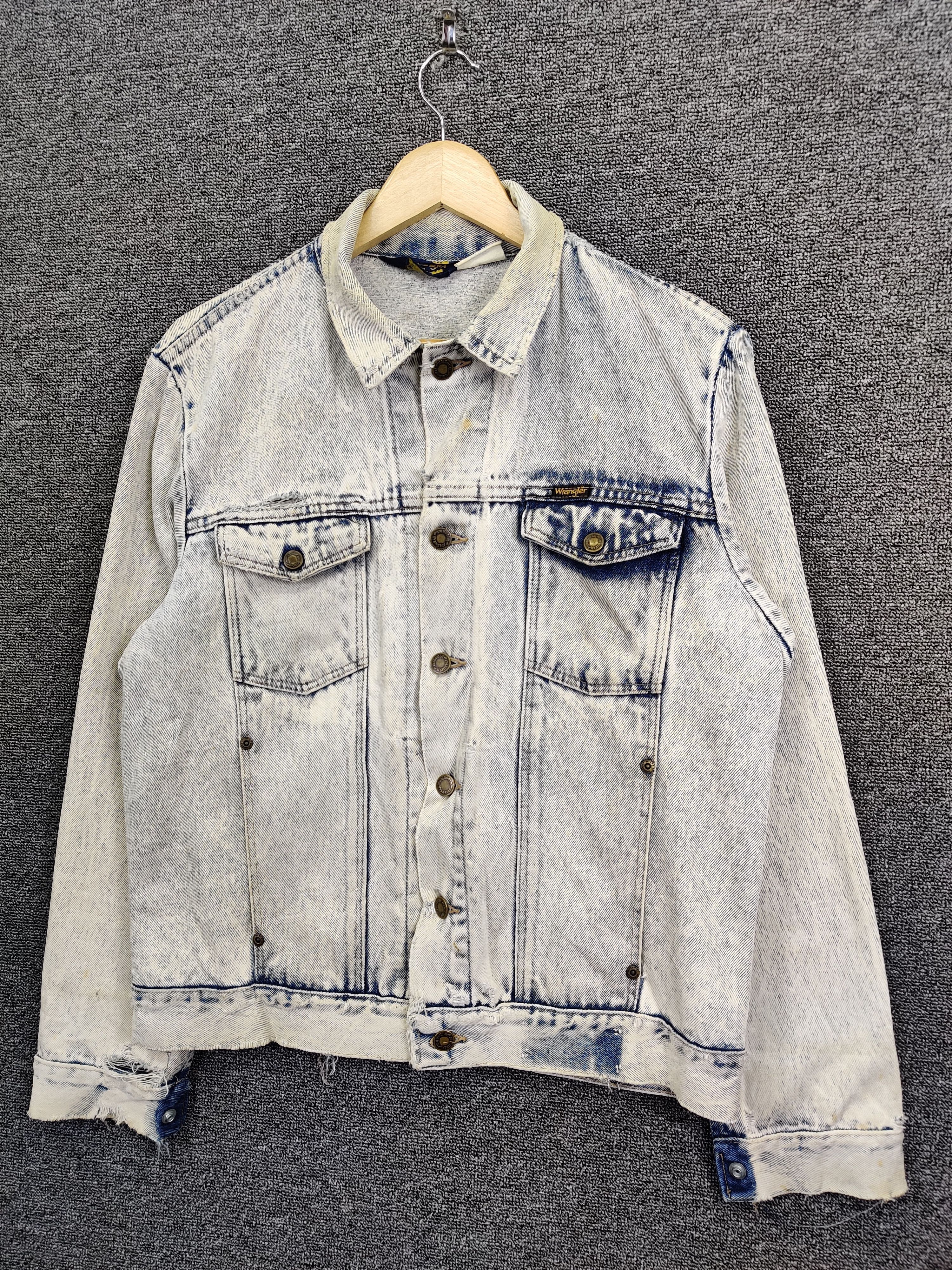 Wrangler Vintage Wrangler Acid Wash Distressed Trucker Denim Jacket Size US M / EU 48-50 / 2 - 2 Thumbnail