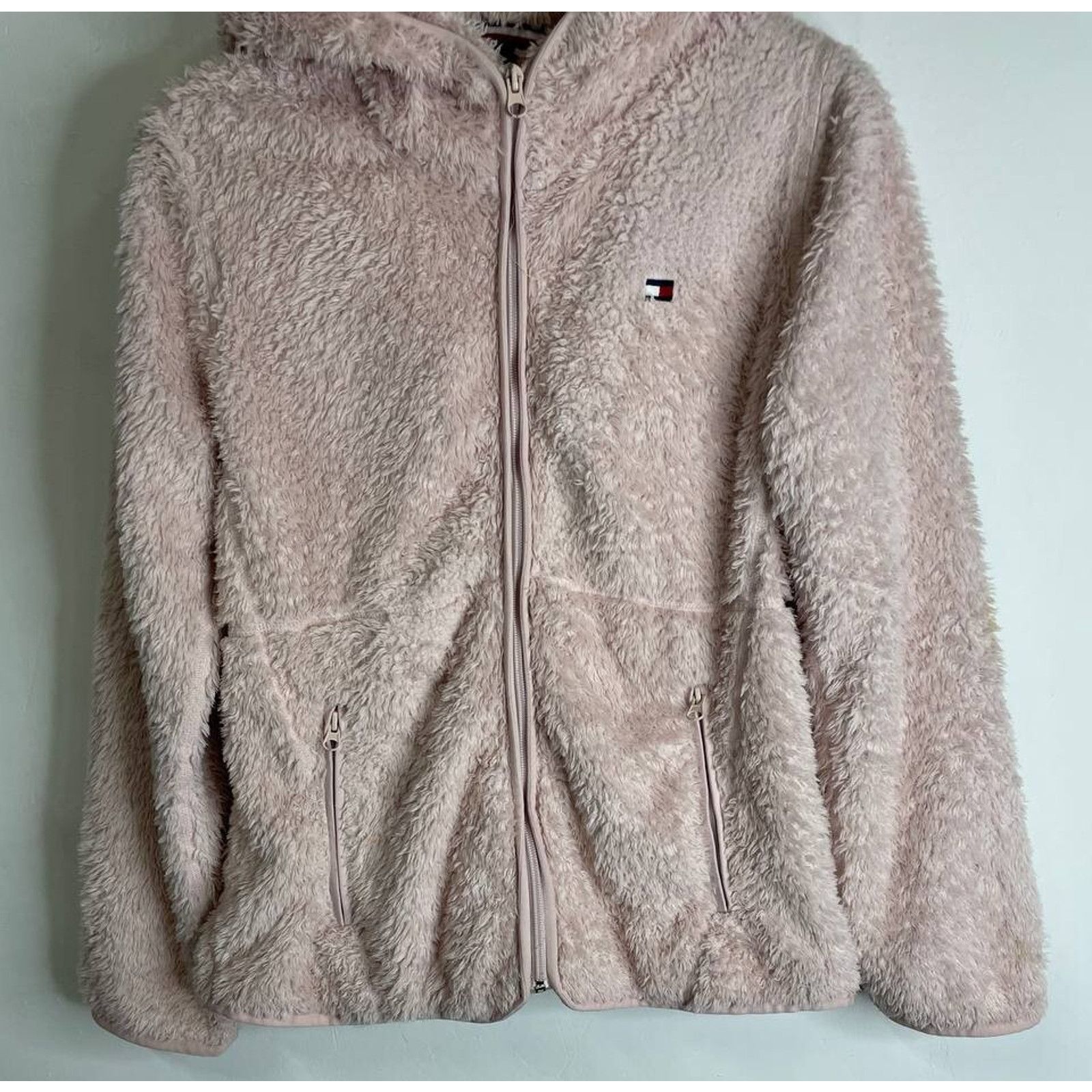 Tommy Hilfiger Vintage Tommy Hilfiger Fuzzy Hooded ZipUp Jacket Pink Size M Size M / US 6-8 / IT 42-44 - 4 Thumbnail
