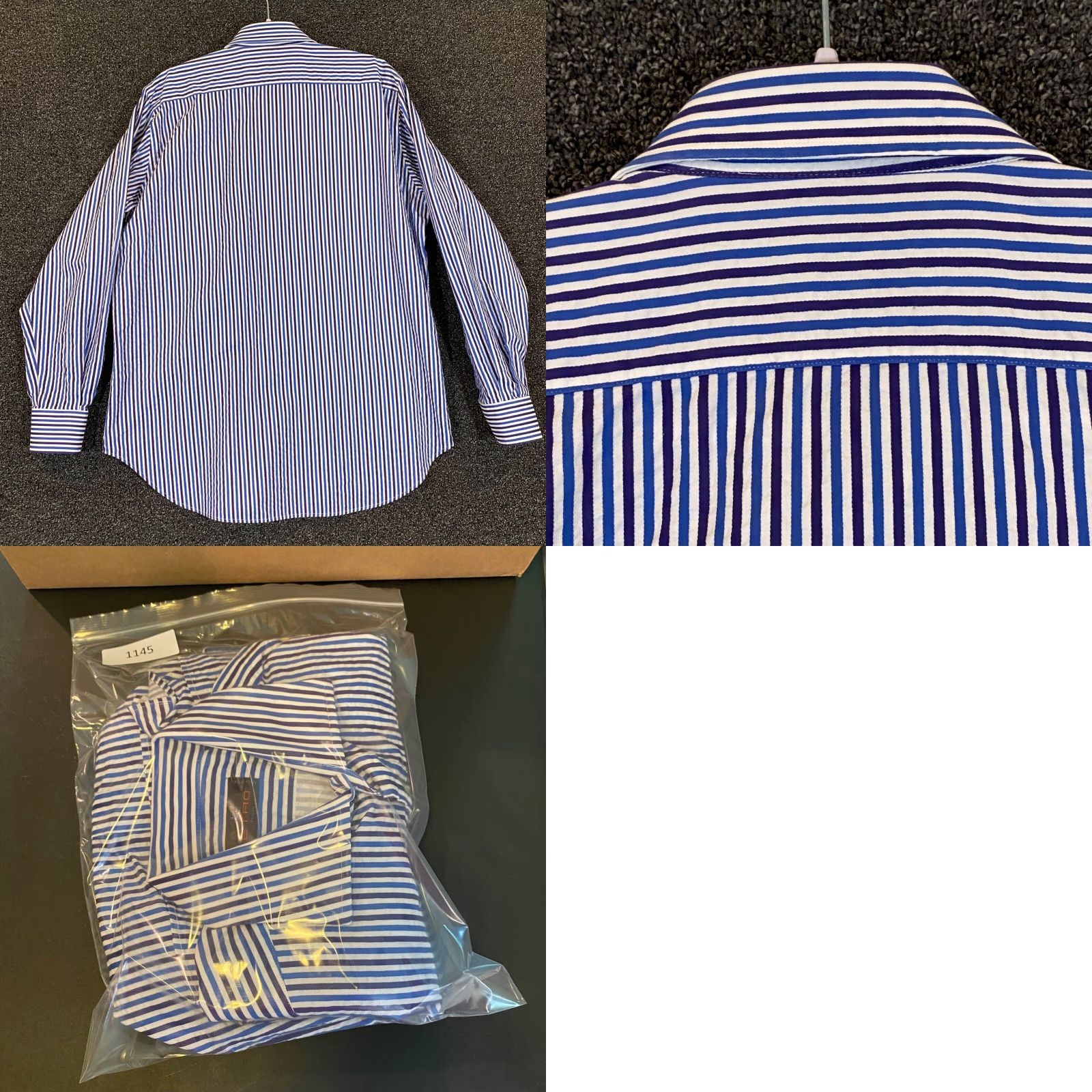 Etro VINTAGE ETRO Milano Shirt Mens 43 Blue Striped Cotton Button-Up Casual Dress L/S Italy Size US XL / EU 56 / 4 - 8 Thumbnail