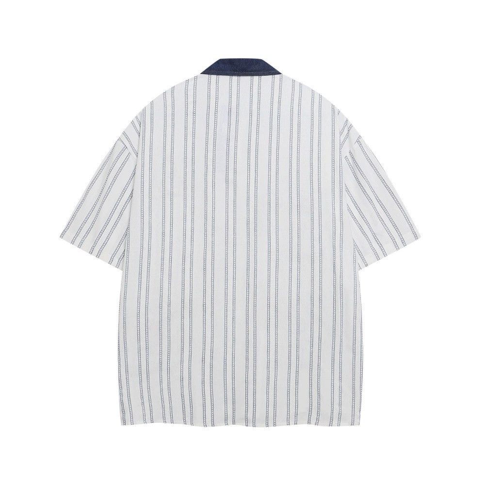 Vintage Men's pocket cartoon embroidered vertical striped shirt Size US M / EU 48-50 / 2 - 2 Thumbnail