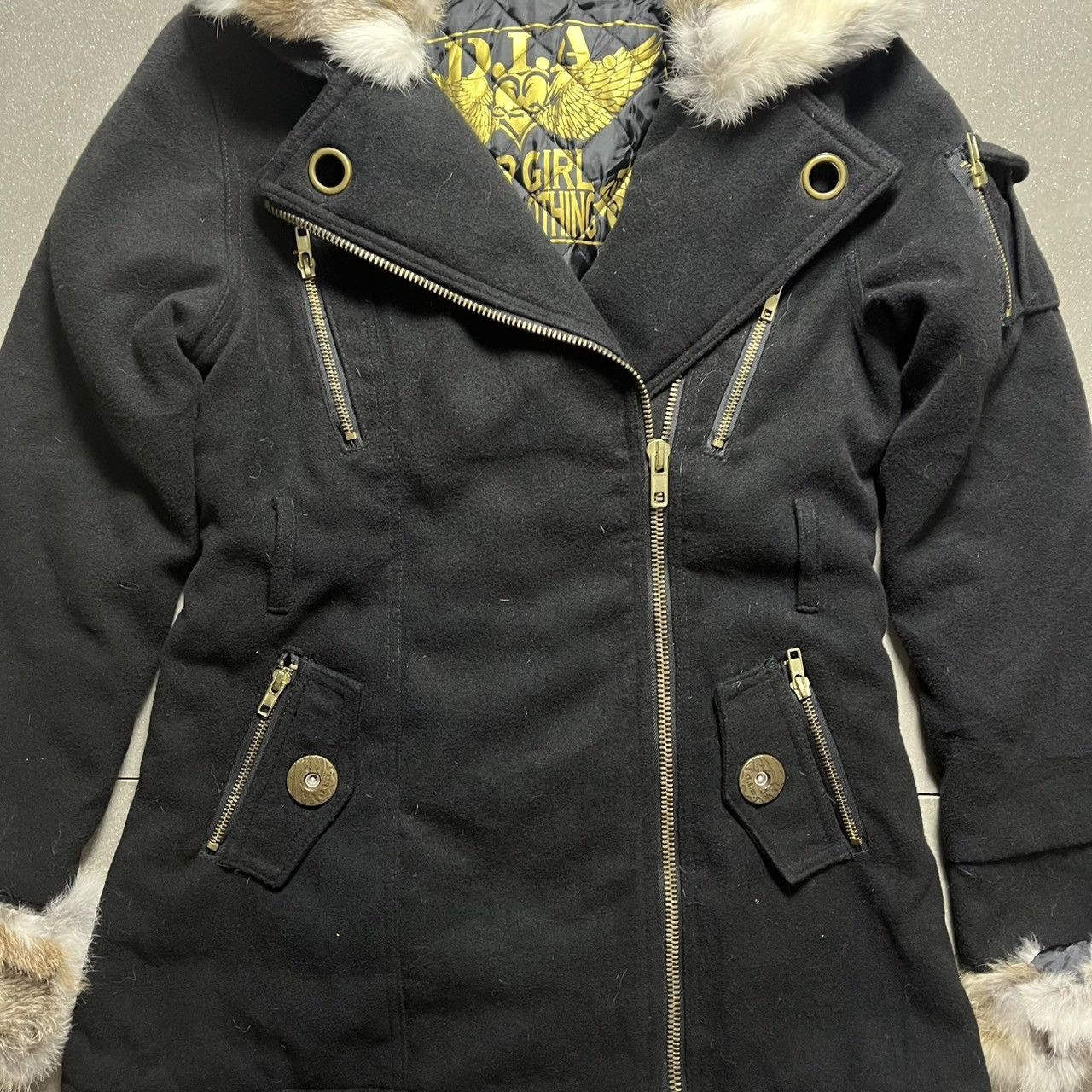 If Six Was Nine × Japanese Brand × Le Grande Bleu (L.G.B.) Black Faux Fur Trimmed Jacket Size S / US 4 / IT 40 - 4 Thumbnail
