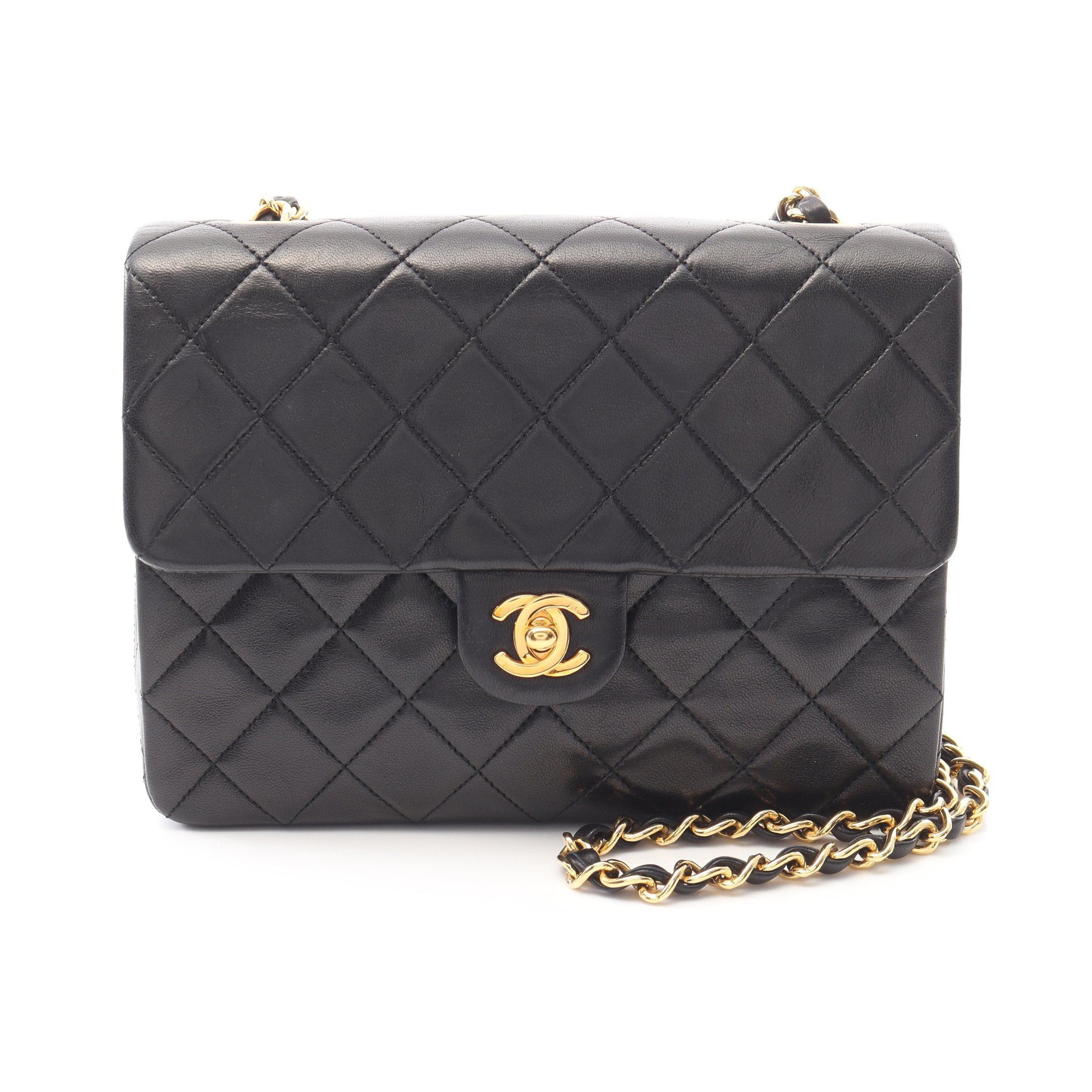 Chanel Chanel Matelasse Single Flap Chain Shoulder Bag Lambskin Black Gold Hardware Size ONE SIZE - 1 Thumbnail