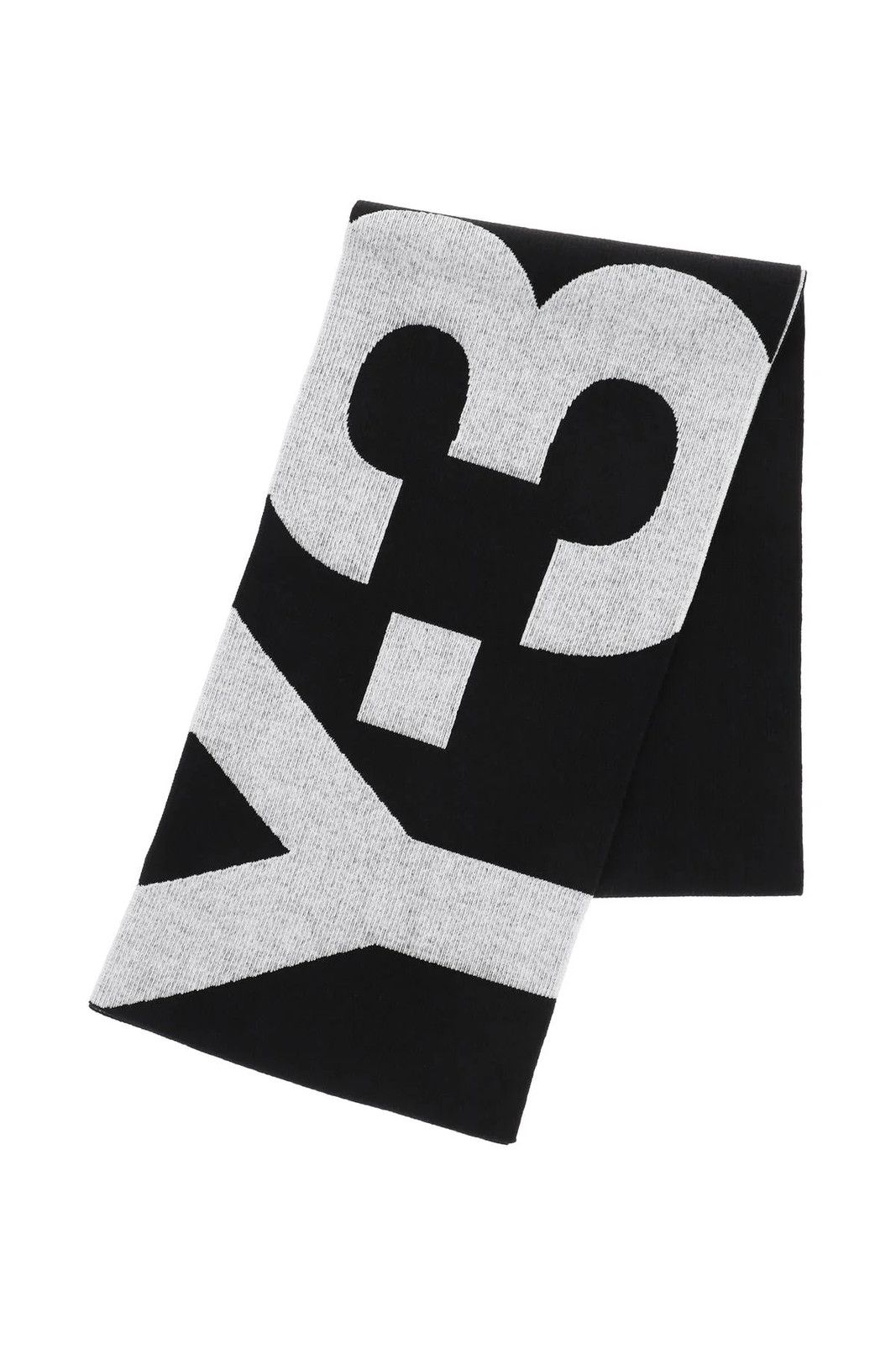image of Adidas x Y 3 Classic Logo Black Wool Knit Scarf, Men's