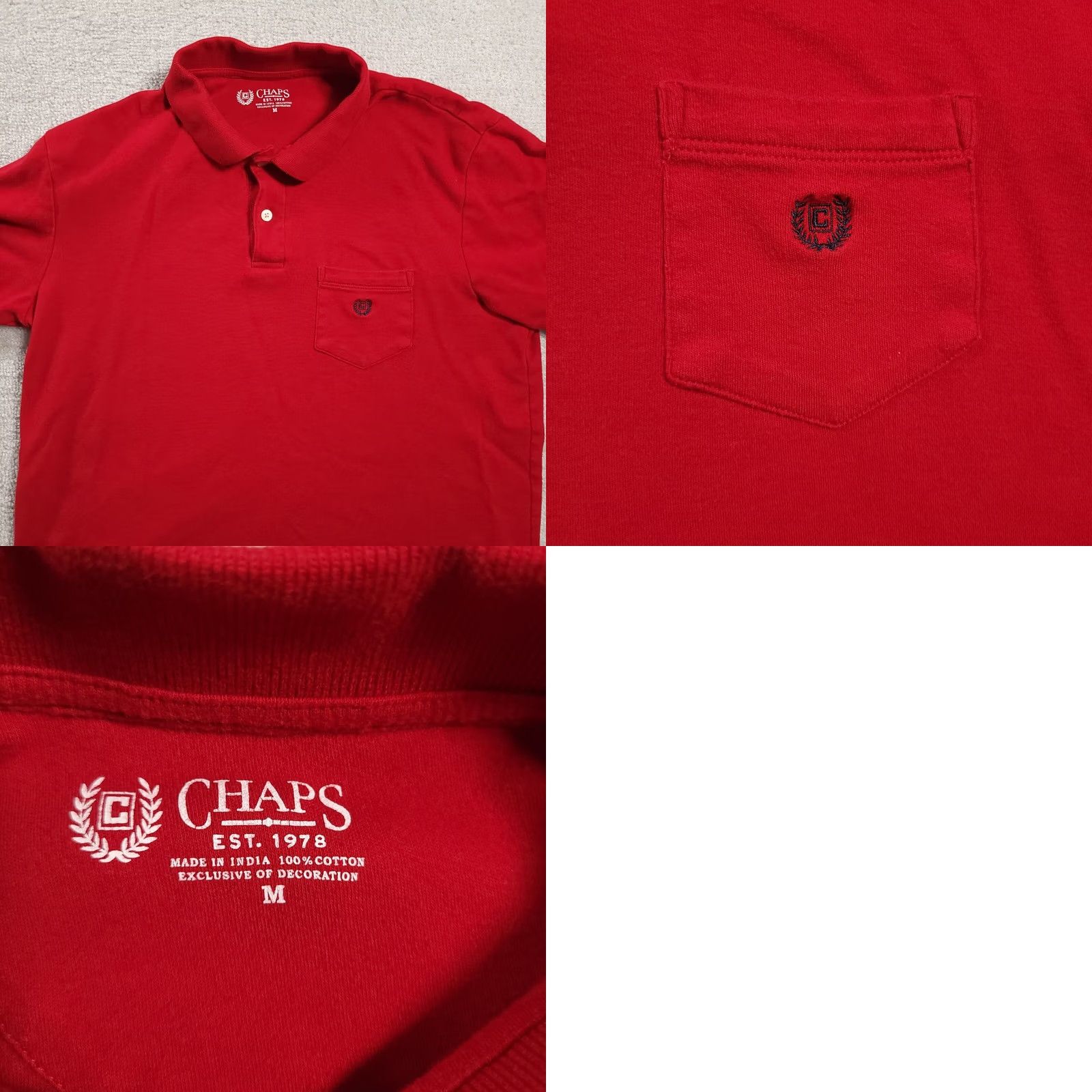 Chaps Chaps Polo Shirt Adult Medium Red Golf Short Sleeve Cotton Logo Pocket Mens Size US M / EU 48-50 / 2 - 7 Thumbnail
