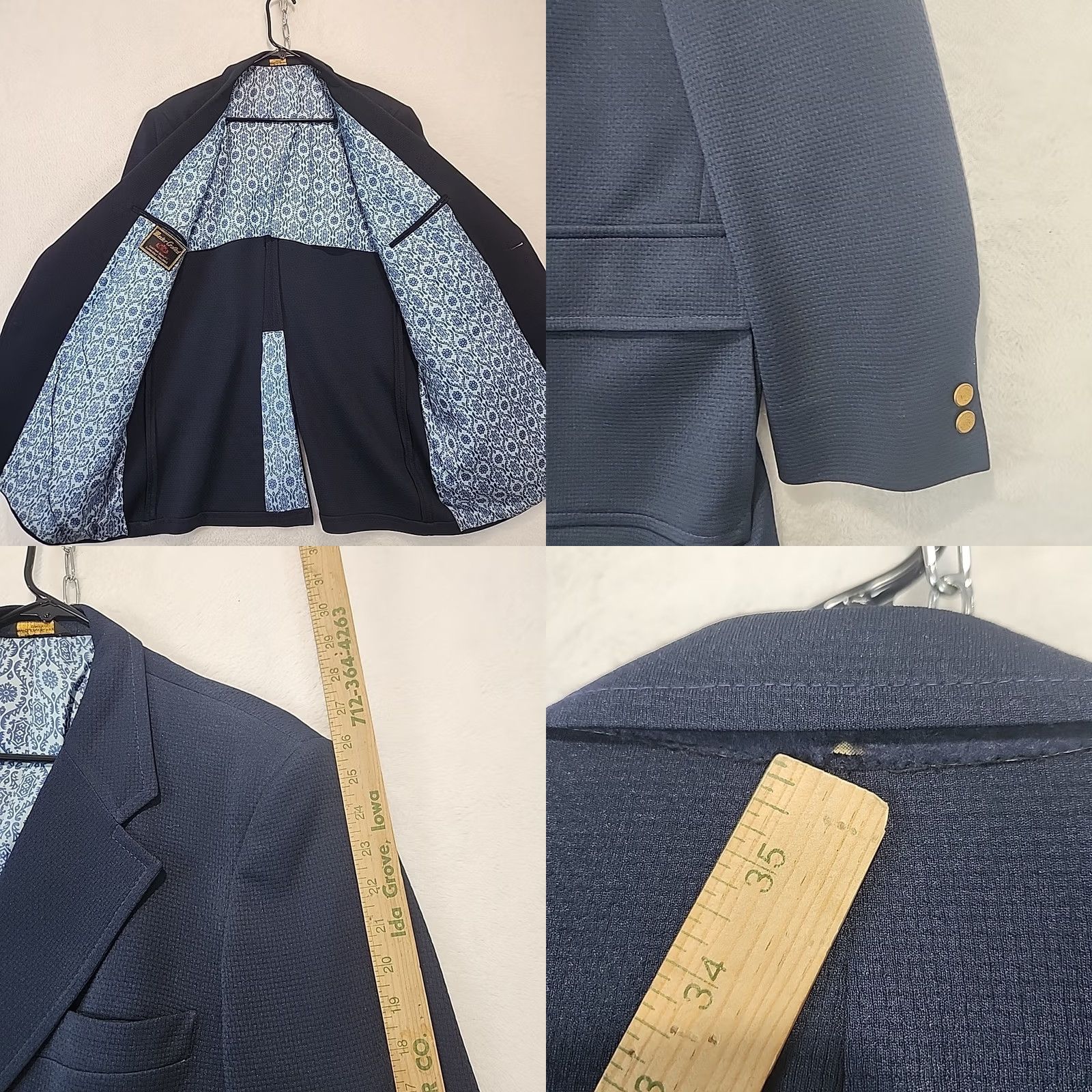 Vintage VINTAGE Tailored Jacket Leisure Suit Blazer Sport Coat Navy Blue 70s Mens 46 Reg Johnny Carson Groovy Mod 1970s Master Crafted Polyester Size 46R - 8 Thumbnail