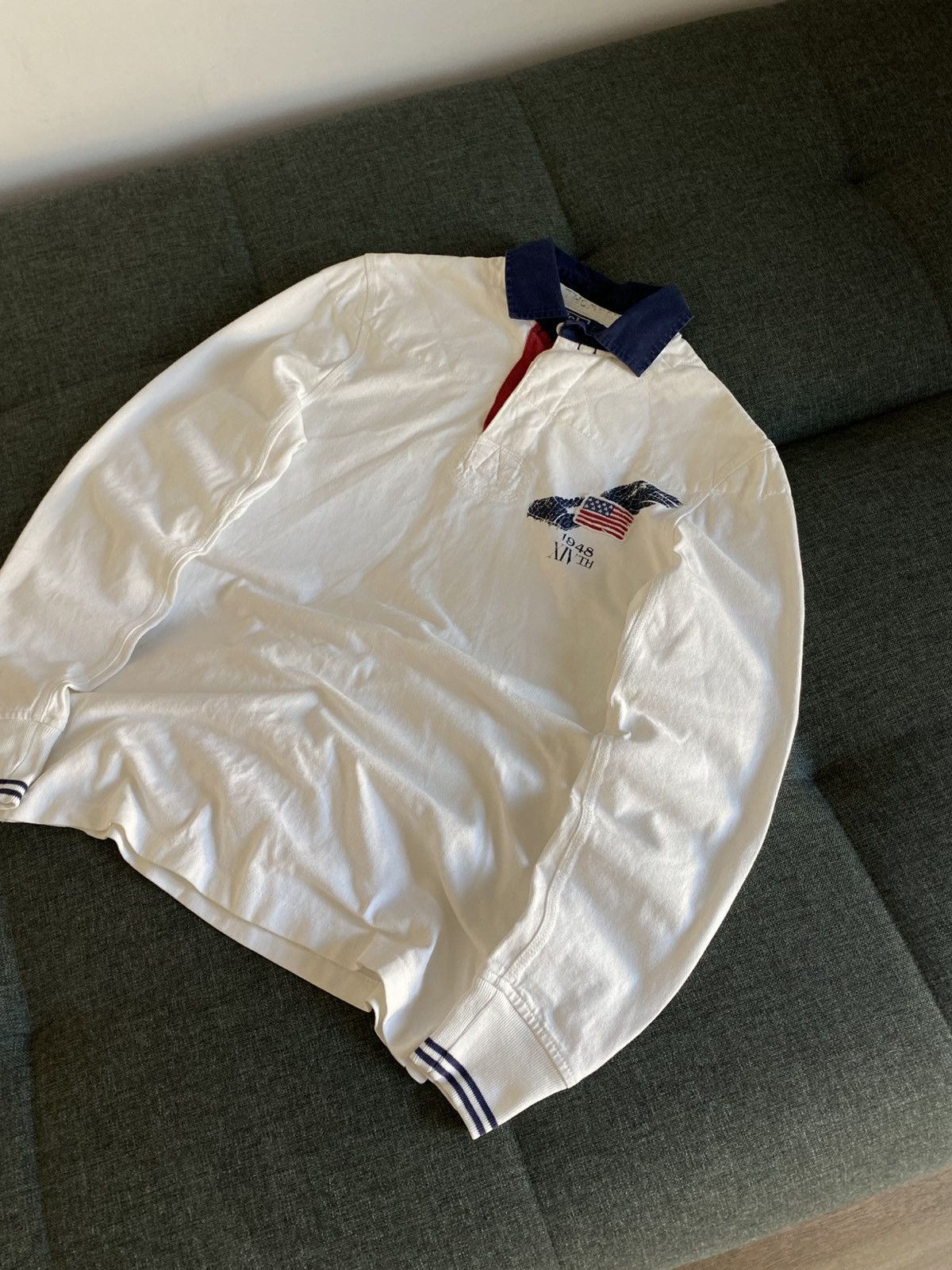 Polo Ralph Lauren Polo Ralph Lauren Vintage Rugby Shirt Big Logo USA Flag Y2K Size US M / EU 48-50 / 2 - 2 Thumbnail