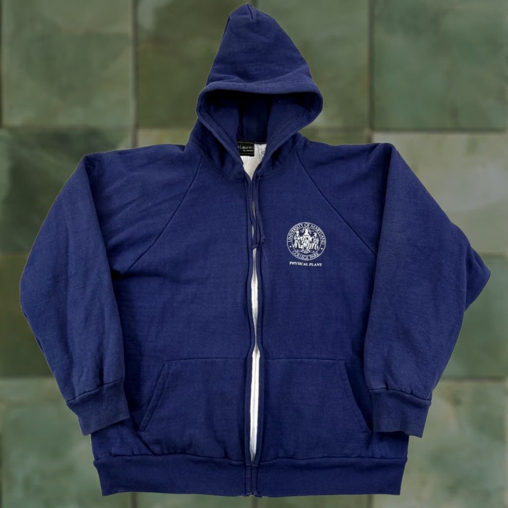 Vintage VINTAGE Jon Lauren Hoodie Shirt Mens Large Blue 90s College Zip Thermal Lined Full Zip Sports Baseball Hockey Size US L / EU 52-54 / 3 - 1 Thumbnail