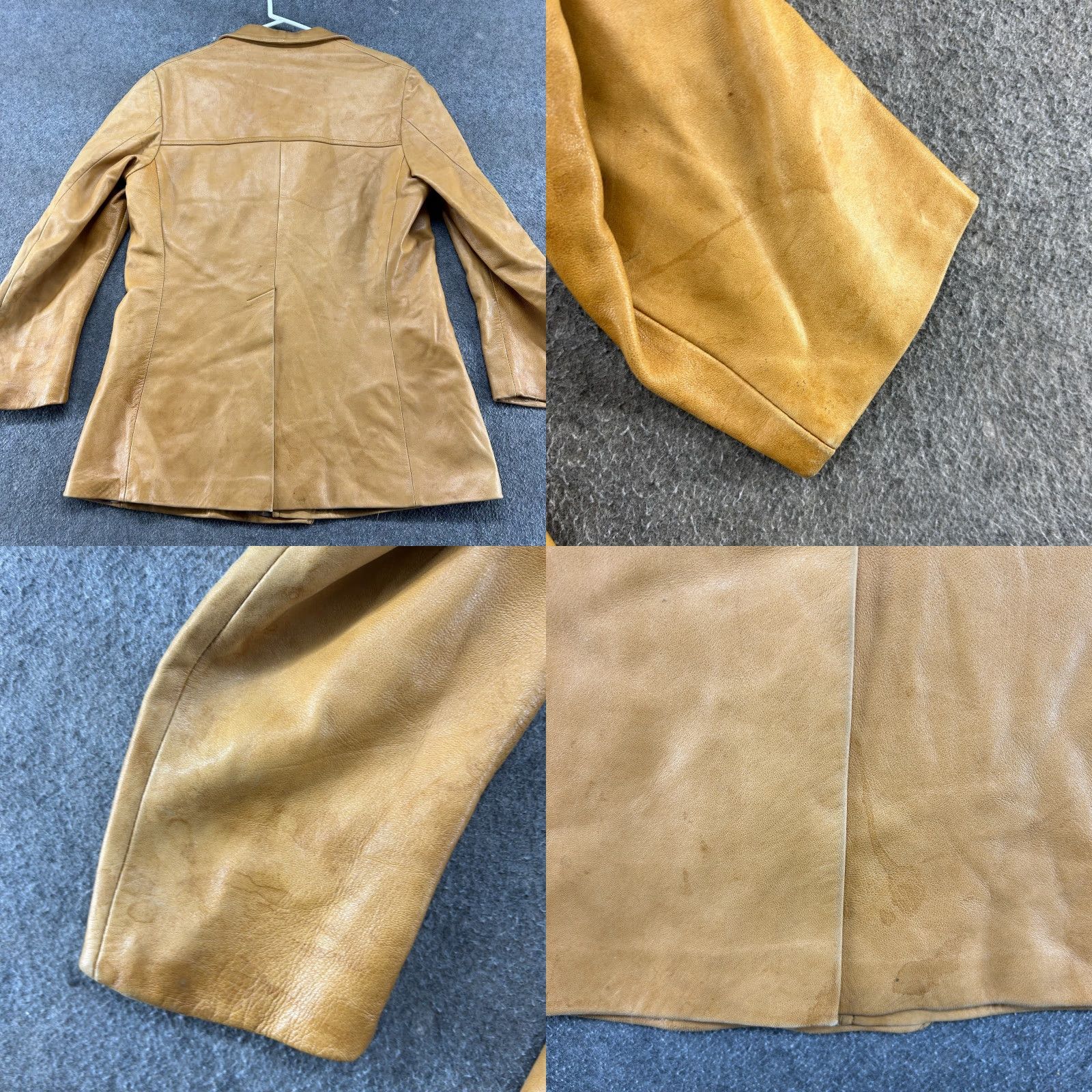 Vintage VINTAGE Leather Coat Mens 42 Brown Blazer Genuine Overcoat 70s 80s Jacket Coat Blazer Leather Single-Breasted Three-Button Notch Lapel Vintage Mens Size 42R - 9 Thumbnail