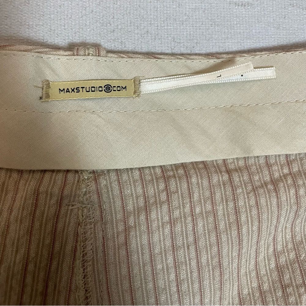 Other Max Studio Wide Leg Cotton Linen Blend Beige Pants Size L Size 34" / US 12 / IT 48 - 6 Thumbnail