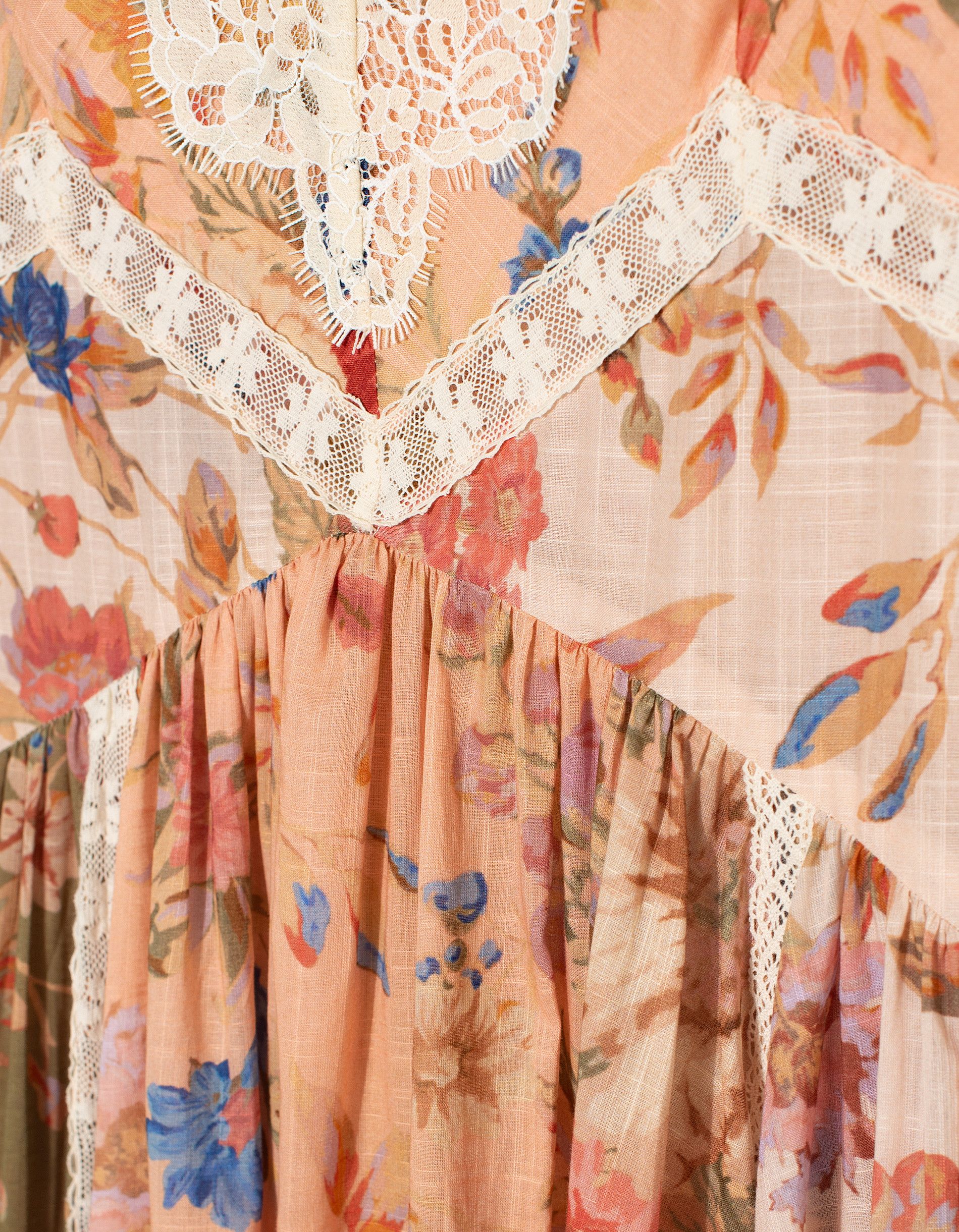 Zimmermann o1s22i1n1024 Lace Trimmed Asymmetric Dress in Multicolor Size M / US 6-8 / IT 42-44 - 4 Thumbnail
