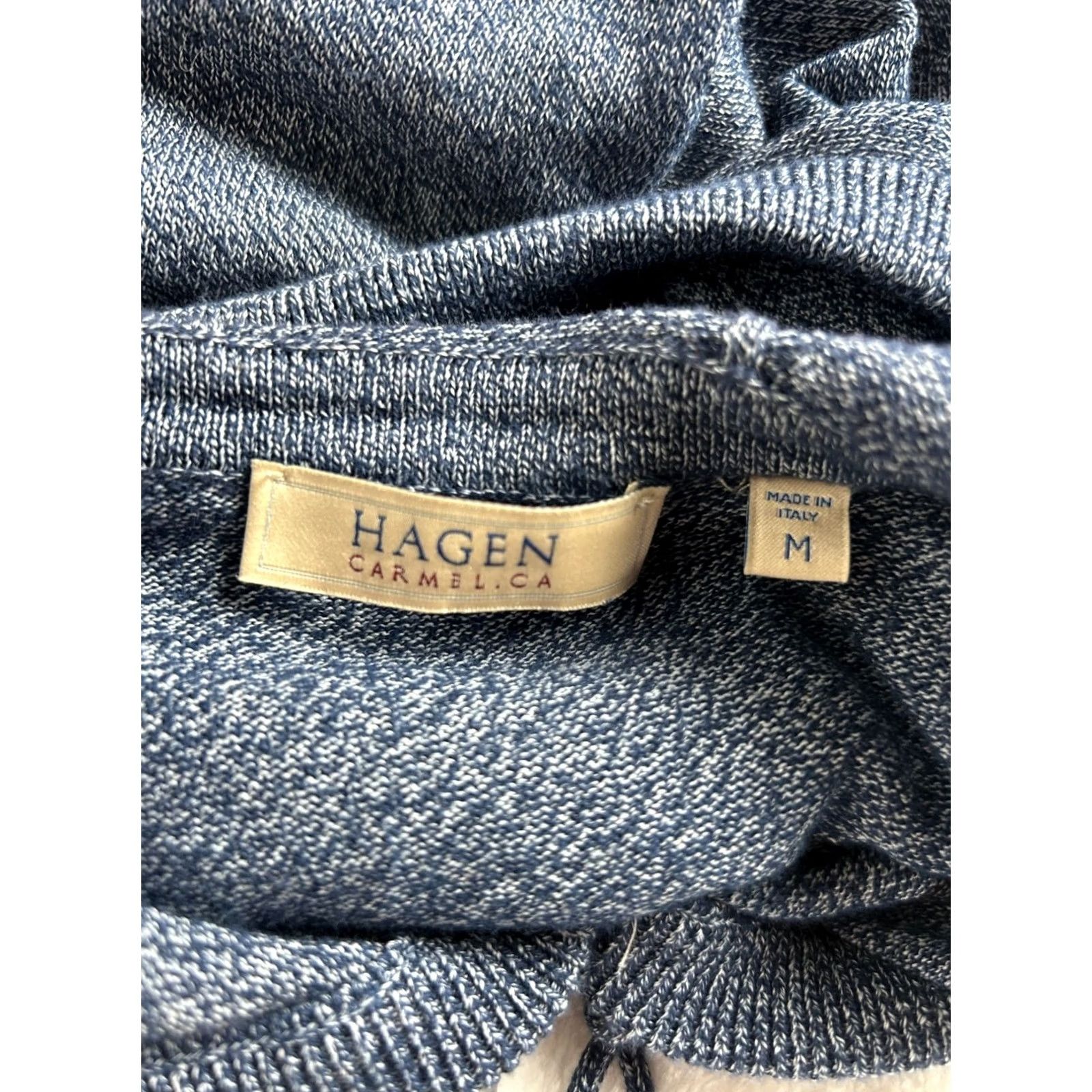 Vintage Hagen Carmel CA Mens Heather Blue Knit Hoodie Sweater Medium Pullover Italy NWOT Size US M / EU 48-50 / 2 - 3 Thumbnail