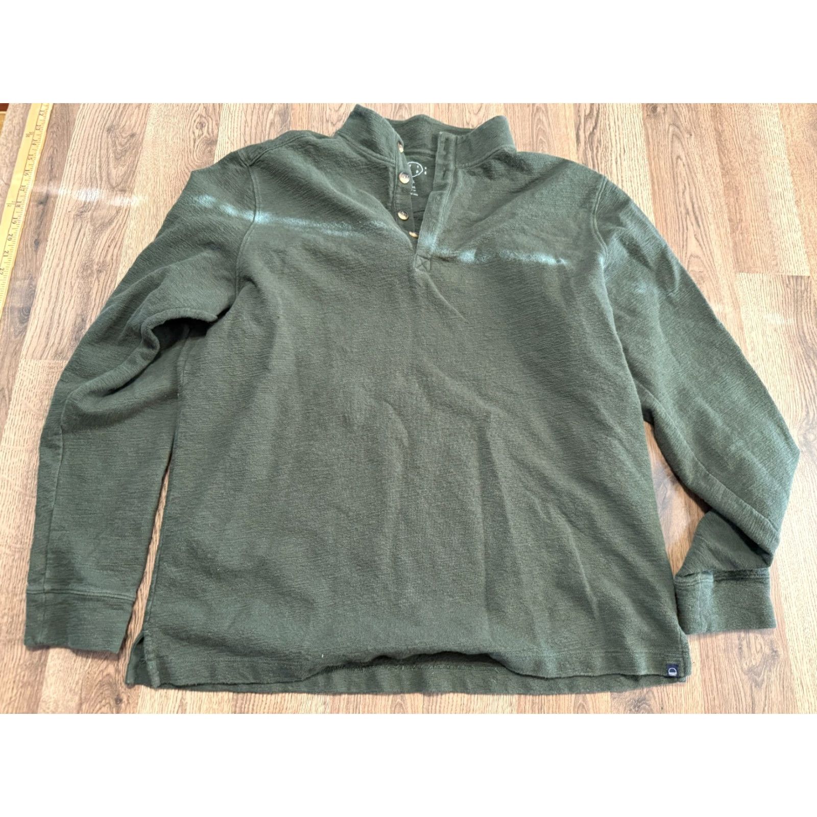 Vintage Even Tide Sweater Men's Size XL Tall Green Mock Neck 1/4 Buttons Pullover Size US XL / EU 56 / 4 - 2 Thumbnail
