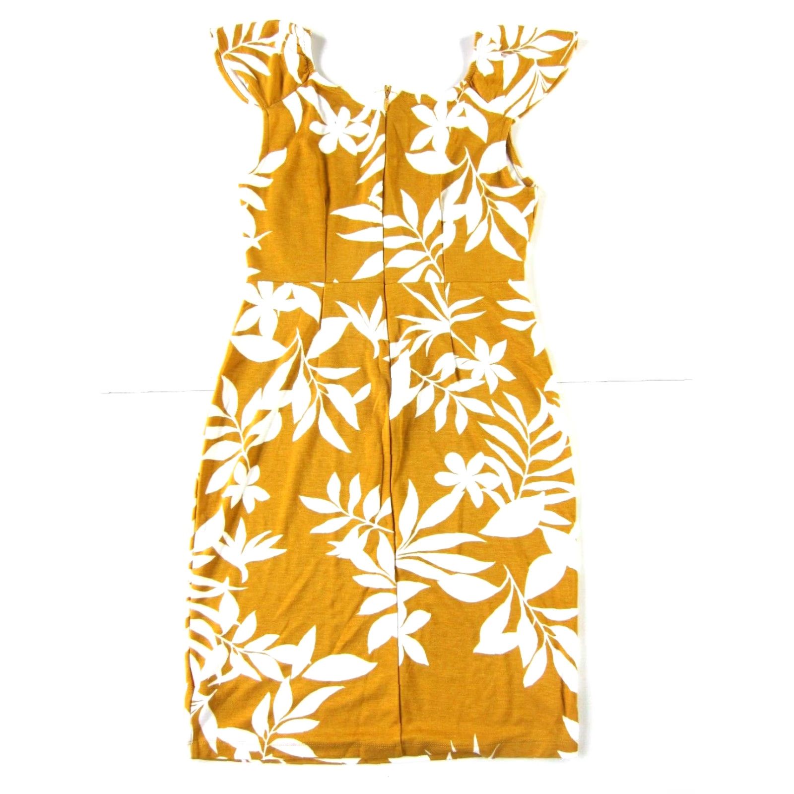 Old Navy Old Navy Amber Yellow White Floral Cap Sleeve Rayon Stretch Sheath Dress Medium Size M / US 6-8 / IT 42-44 - 2 Thumbnail