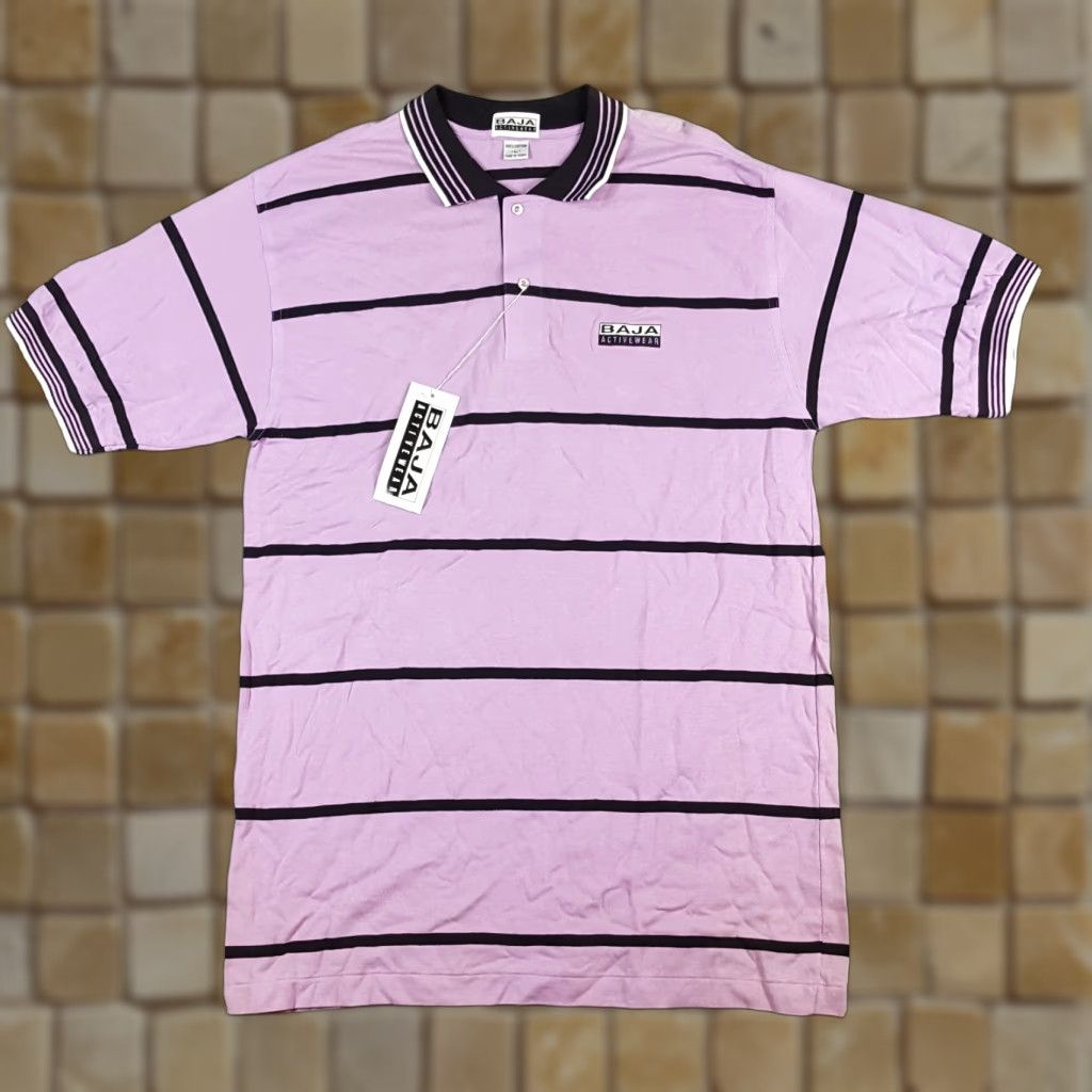 Vintage Vintage Baja Polo Shirt Mens Size L Striped Purple Skater Preppy 90s Surf Collar Casual Shirt Size US L / EU 52-54 / 3 - 1 Thumbnail
