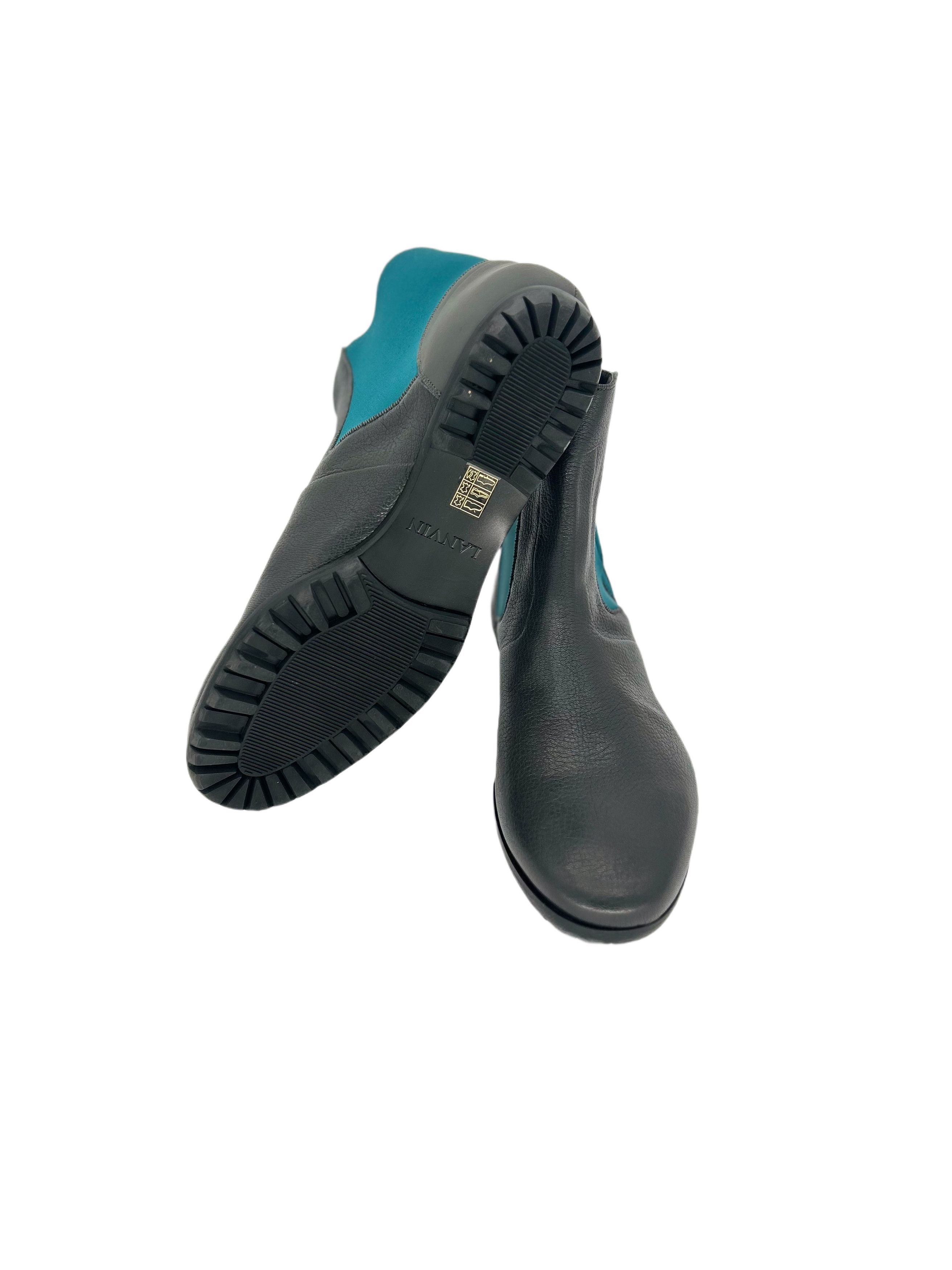 Lanvin Lanvin Grey Leather Boots with Turquoise Neoprene Size US 10 / EU 43 - 6 Thumbnail