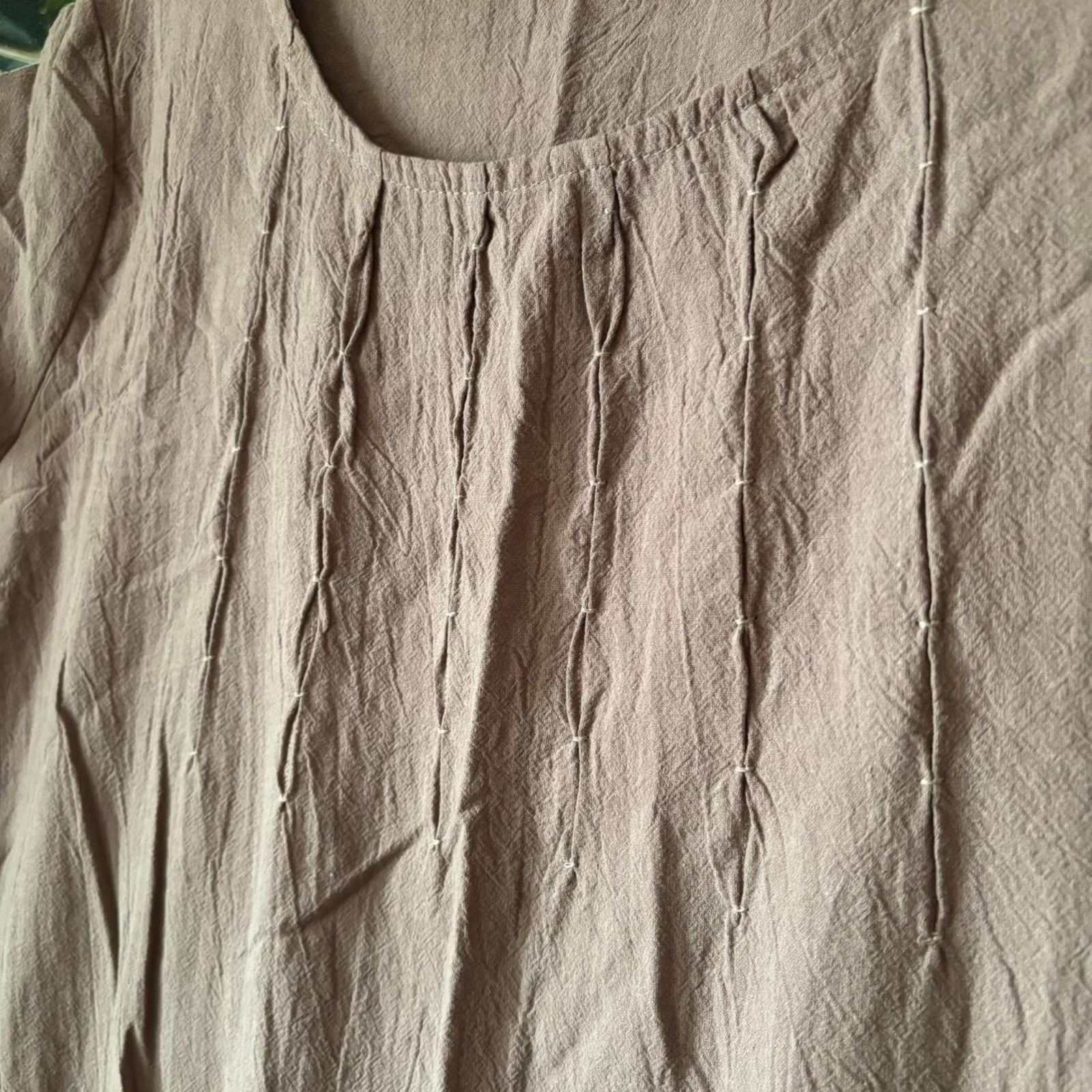 Other Brown Linen Simple Shift Dress Large Cottagecore Natural Size L / US 10 / IT 46 - 5 Thumbnail