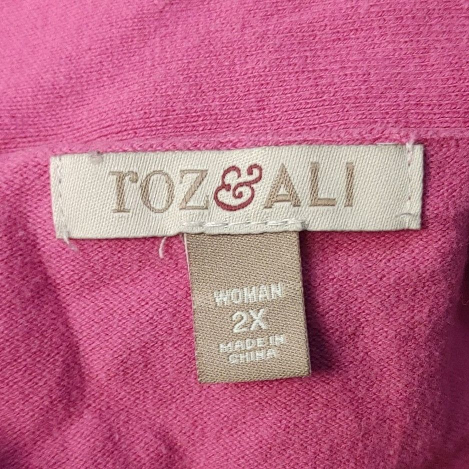 Other Roz & Ali Women's Pink Short Sleeve Open Front Cardigan 2X Size XXL / US 16-18 / IT 52-54 - 3 Thumbnail