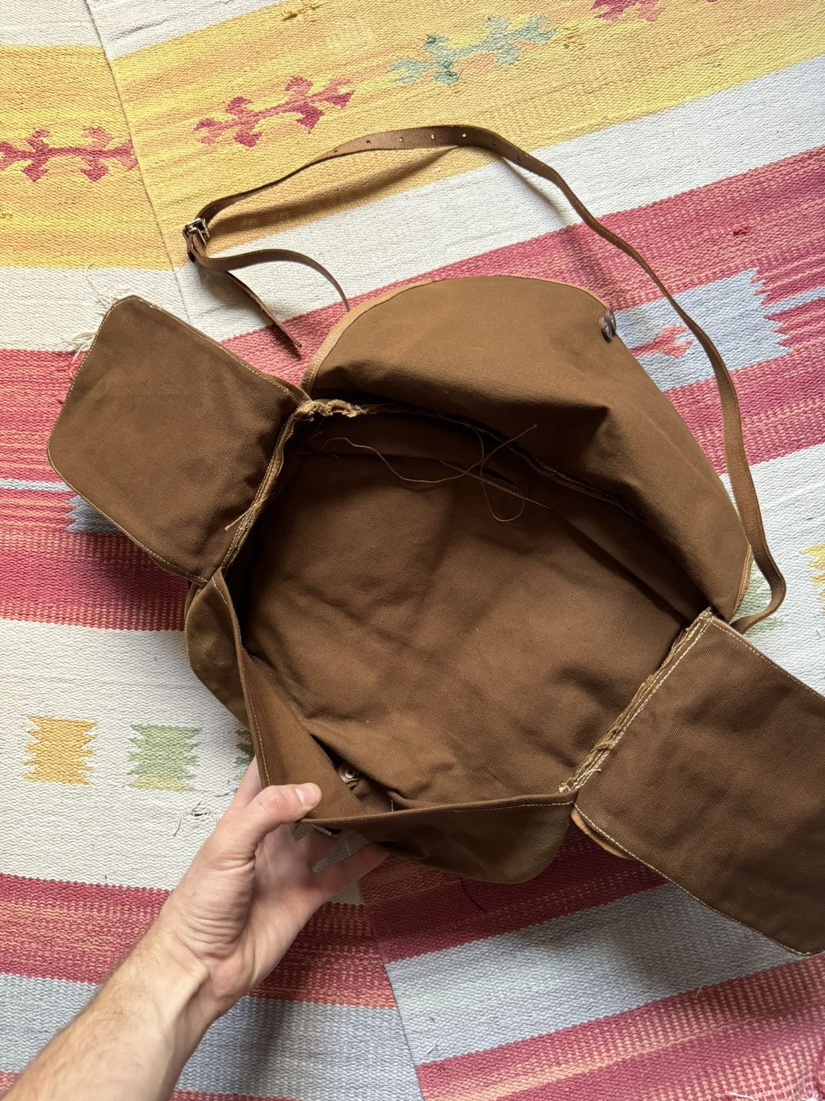 Vintage Vintage 60-70’s Brown Canvas Shoulder Bag Size ONE SIZE - 11 Thumbnail