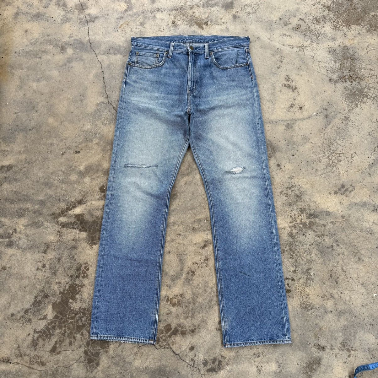 Japanese Brand VINTAGE GU STRAIGHT FADED RIPPEP JEAN DENIM PANTS Size US 36 / EU 52 - 1 Thumbnail