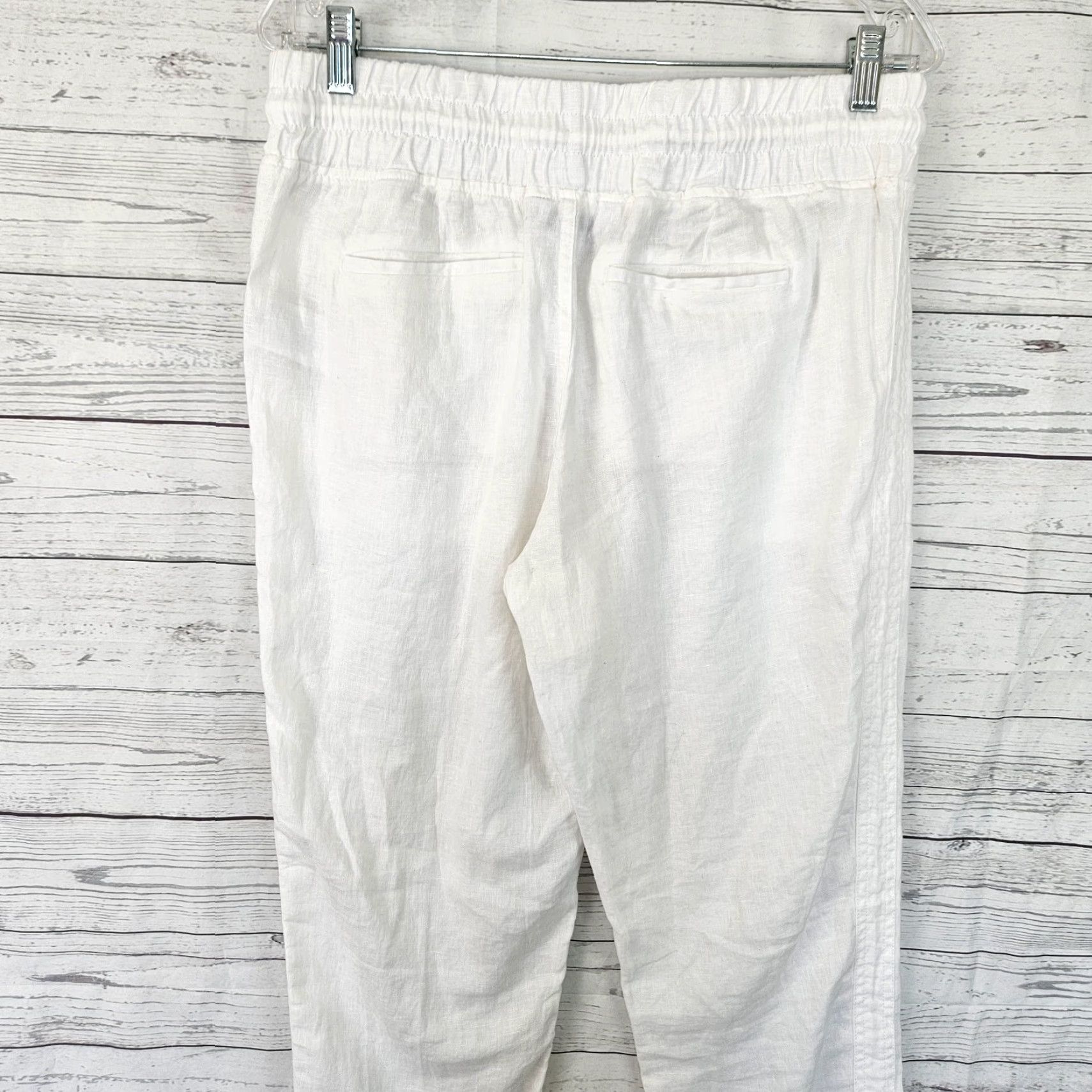 Athleta Athleta Womens Cabo Linen Jogger Sz 10 White High Rise Drawstring Pockets Pants 10 White Jogger Womens Size 32" / US 10 / IT 46 - 4 Thumbnail