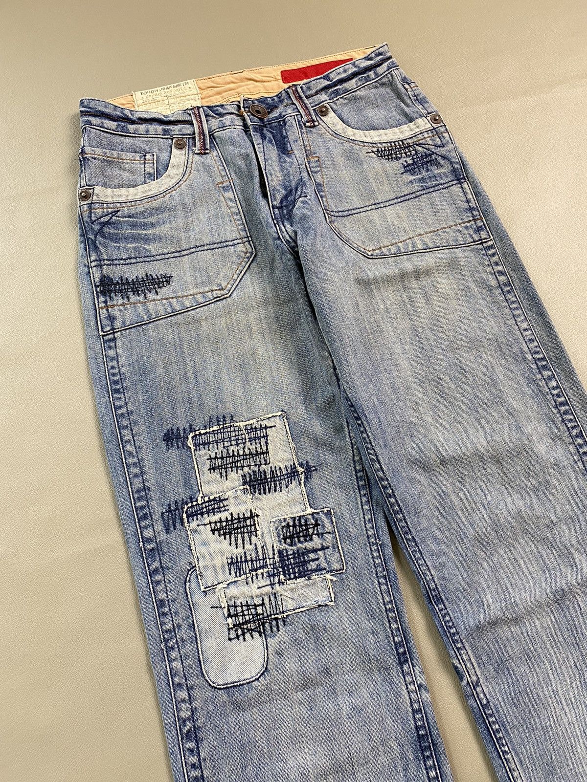 If Six Was Nine × Japanese Brand × Tornado Mart 2000s Tough Jeansmith Patchwork Distressed Denim Jeans Size US 32 / EU 48 - 3 Thumbnail