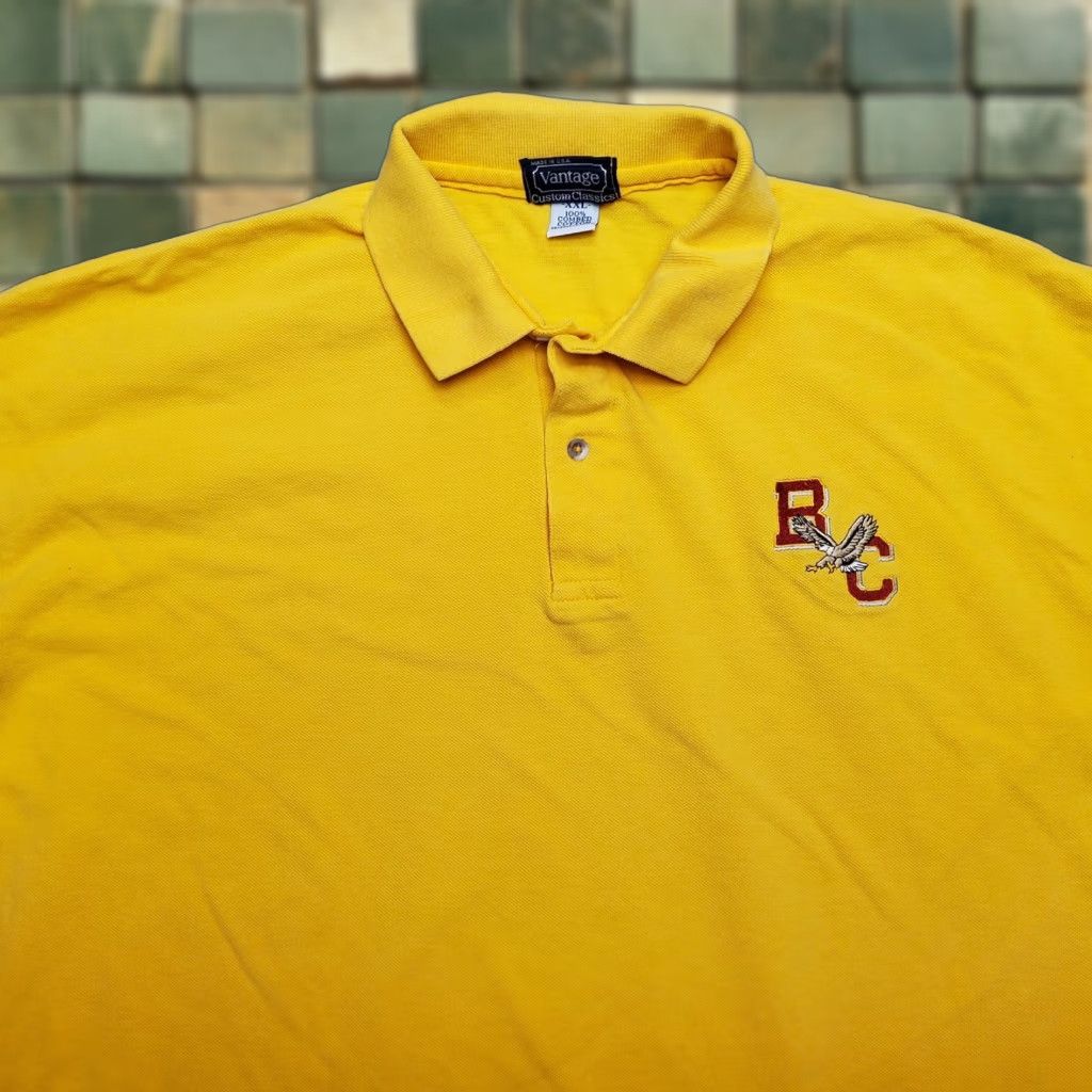 Vintage VINTAGE Vantage Polo Shirt Mens 2XL Yellow 100% Cotton Casual BC 80s 90s Solid Short Sleeve Collared Golf Walking Mens Size US XXL / EU 58 / 5 - 1 Thumbnail