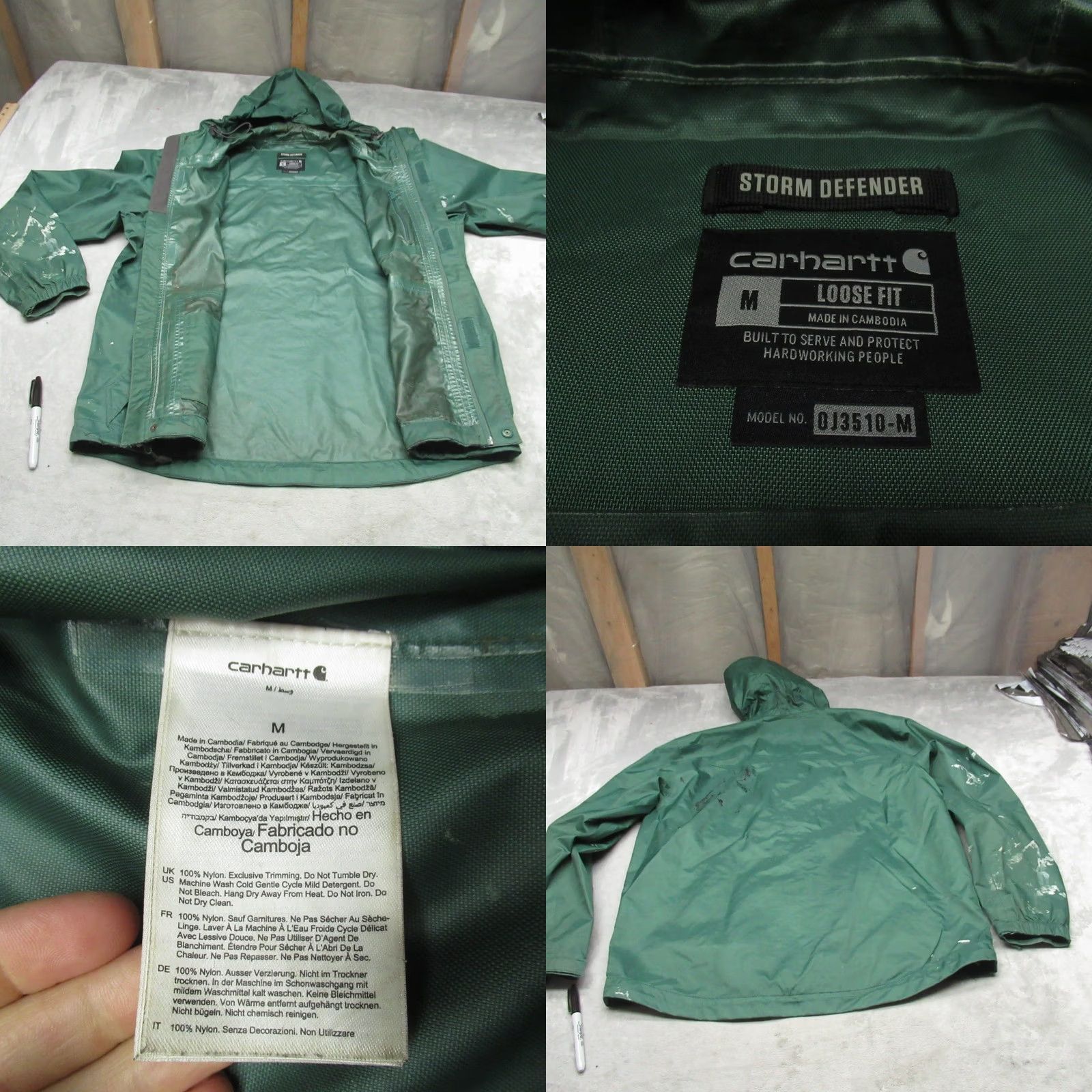 Carhartt Carhartt Jacket Mens Medium Green Storm Defender Loose Fit Hooded Work Size US M / EU 48-50 / 2 - 8 Thumbnail
